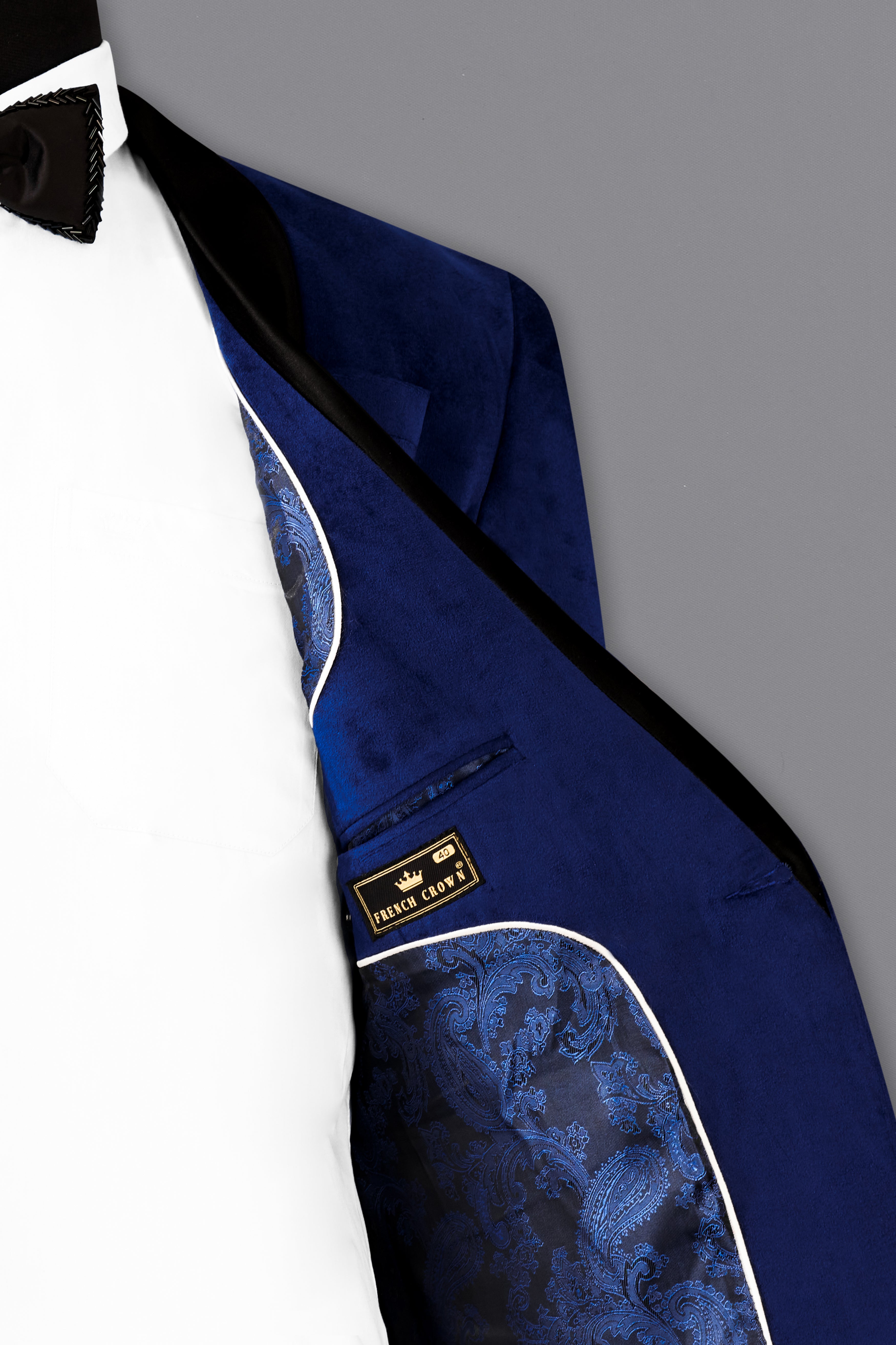 Zodiac Blue Velvet Tuxedo Designer Blazer
