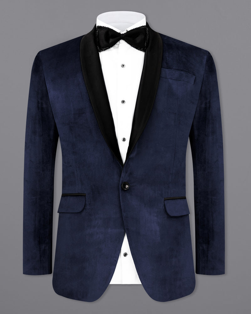 THUNDER BLUE VELVET TUXEDO DESIGNER BLAZER