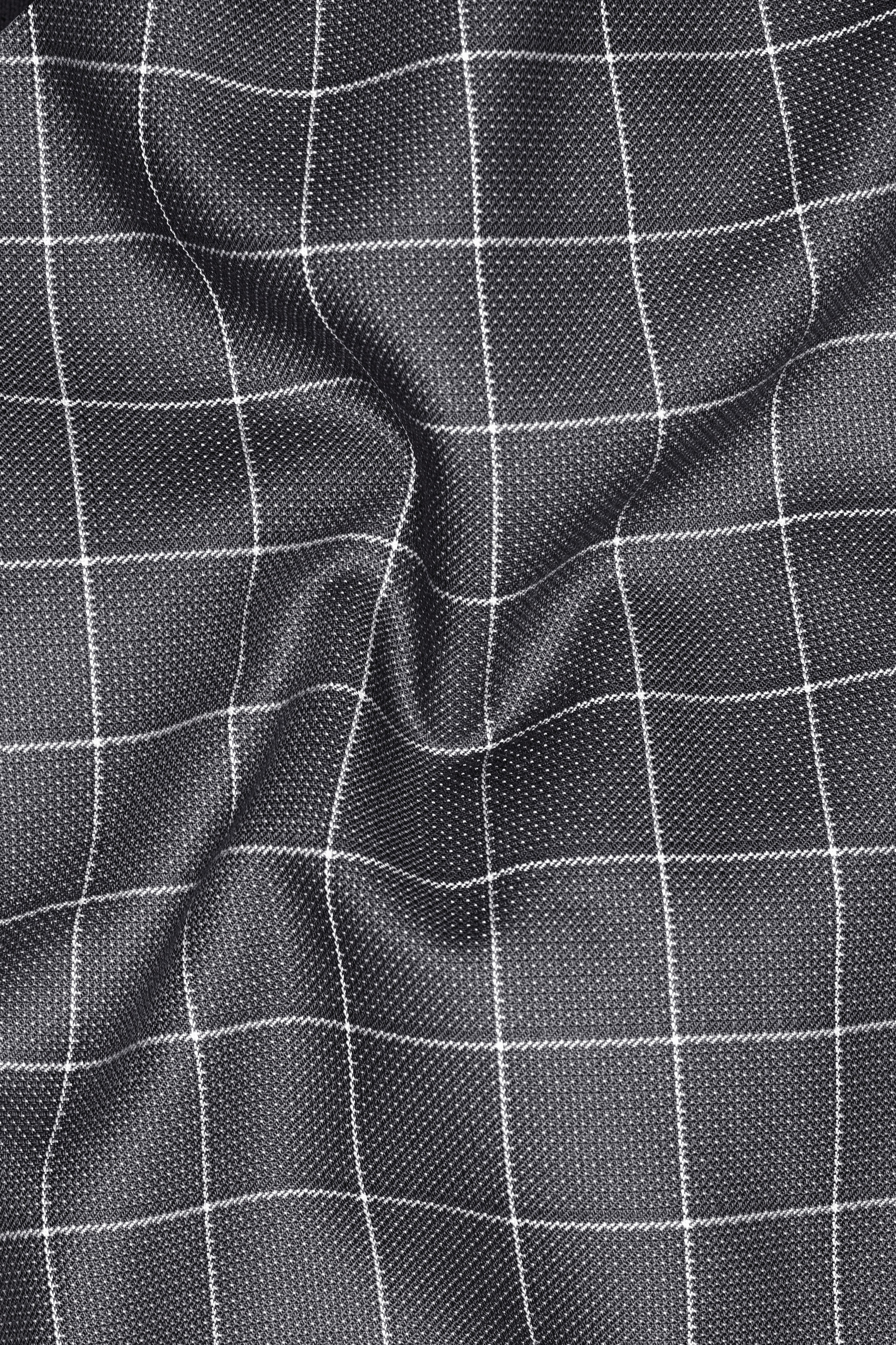 Mortar Gray Checkered Cross Placket Bandhgala Blazer
