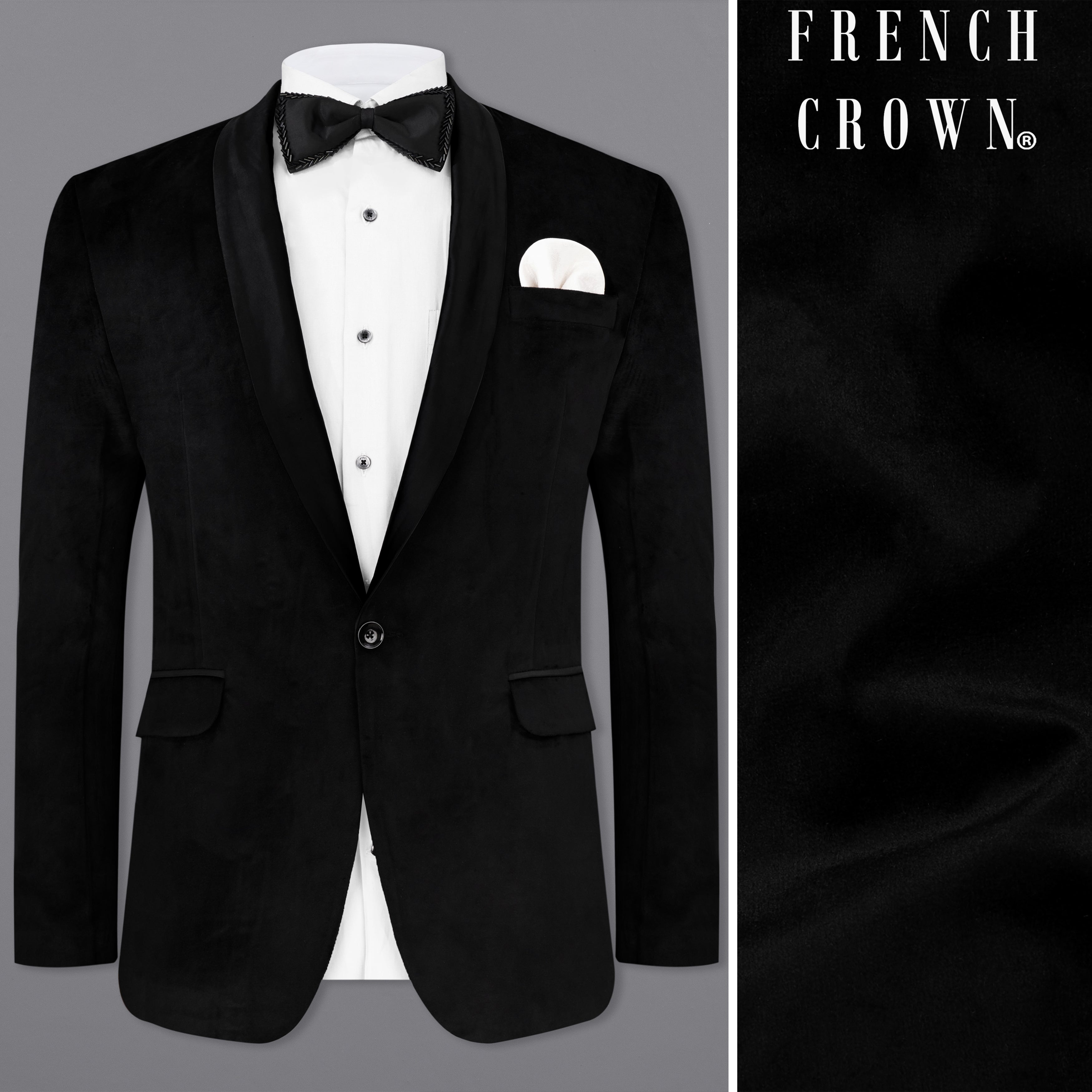 Jade Black Plain-Solid Premium Tuxedo-Blazer for1