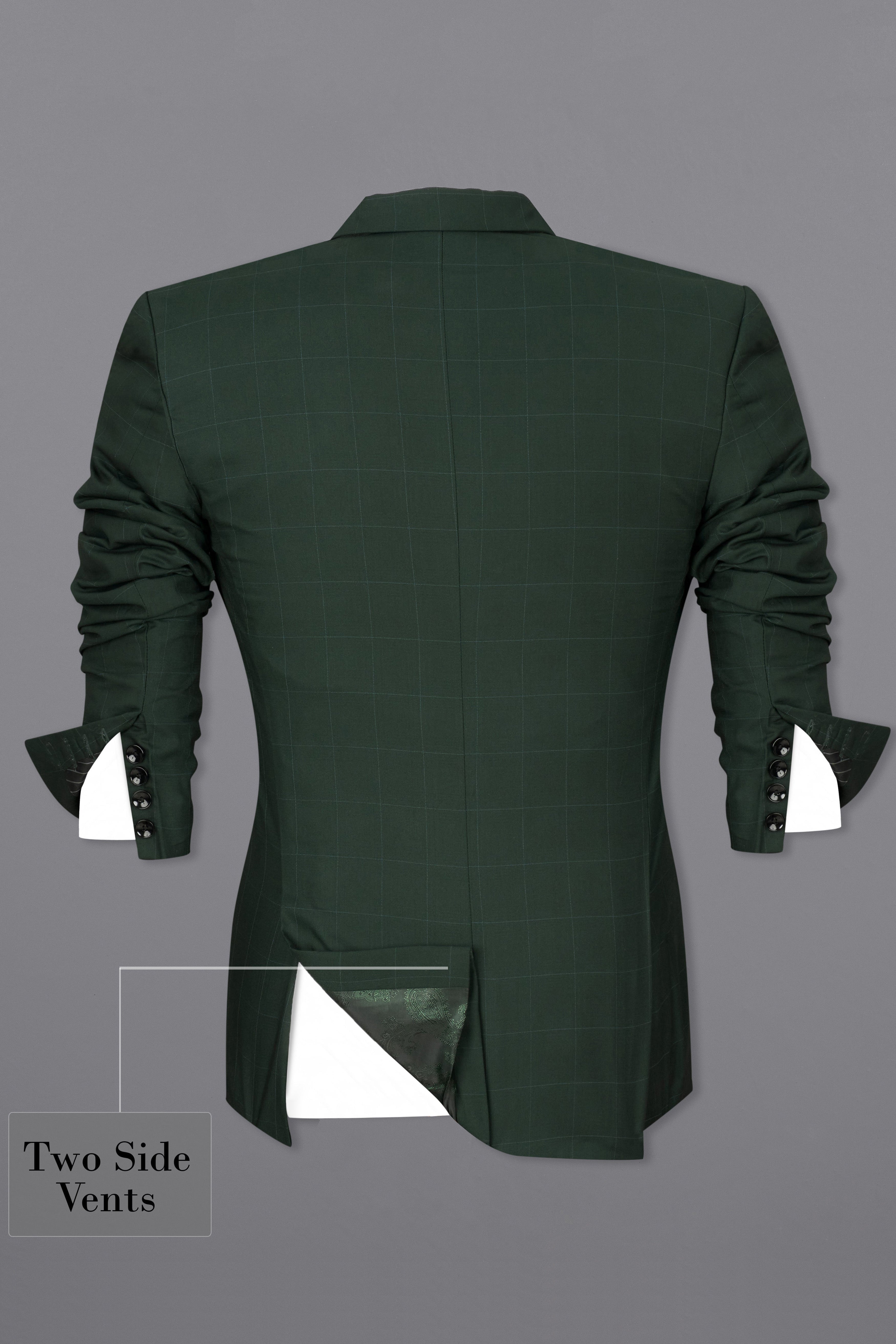 Gunmetal Green Subtle Windowpane Tuxedo Blazer