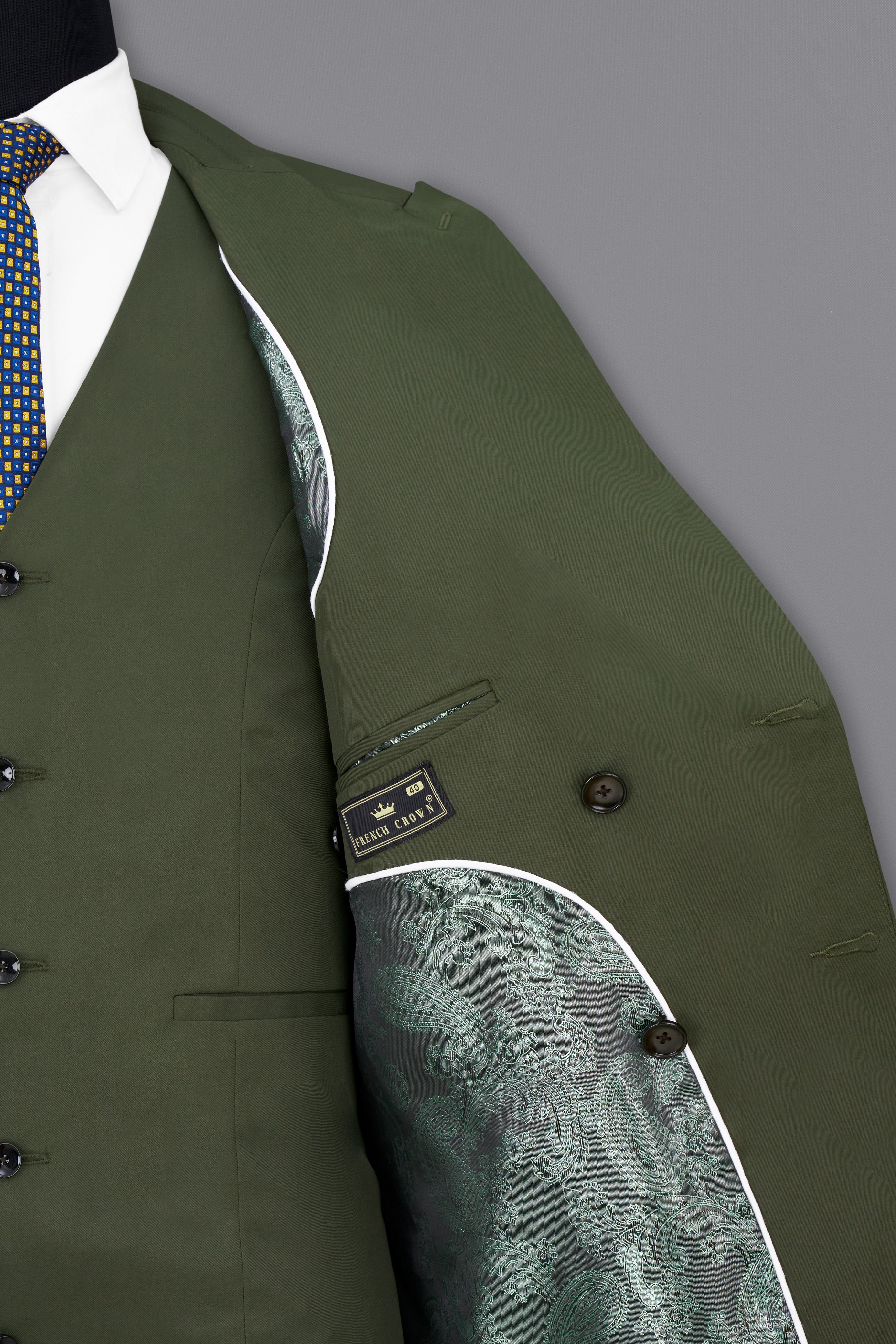 Twill Green Double Breasted Blazer