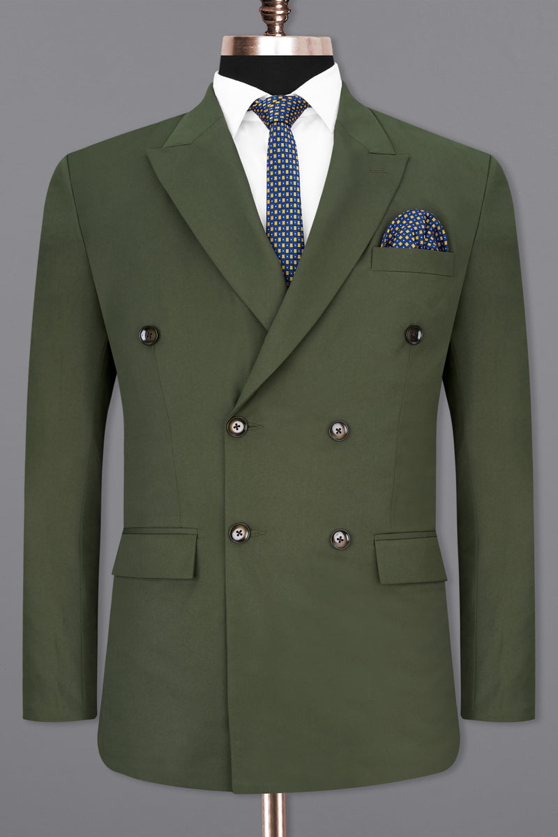 TWILL GREEN DOUBLE BREASTED BLAZER