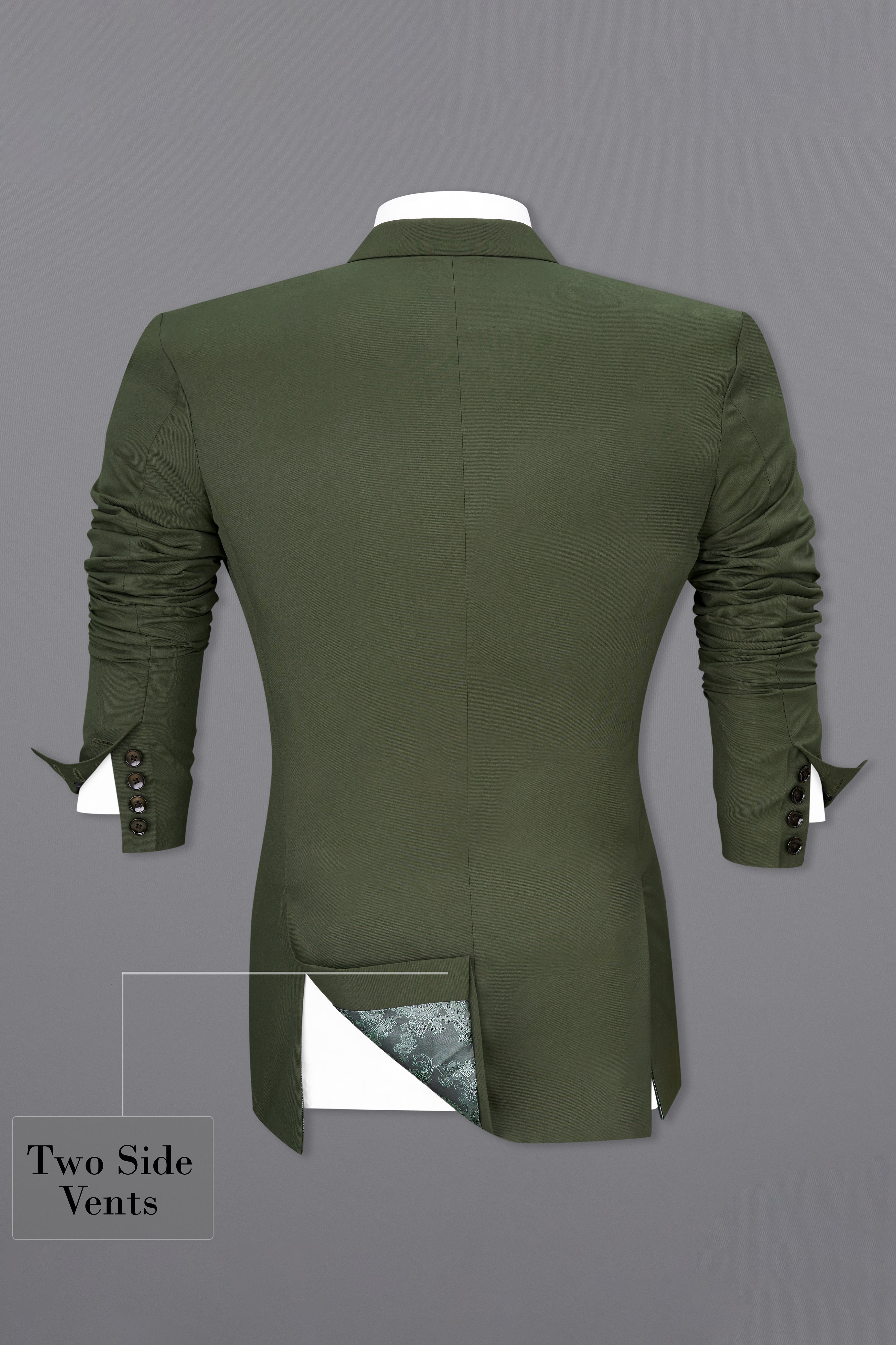 Twill Green Double Breasted Blazer