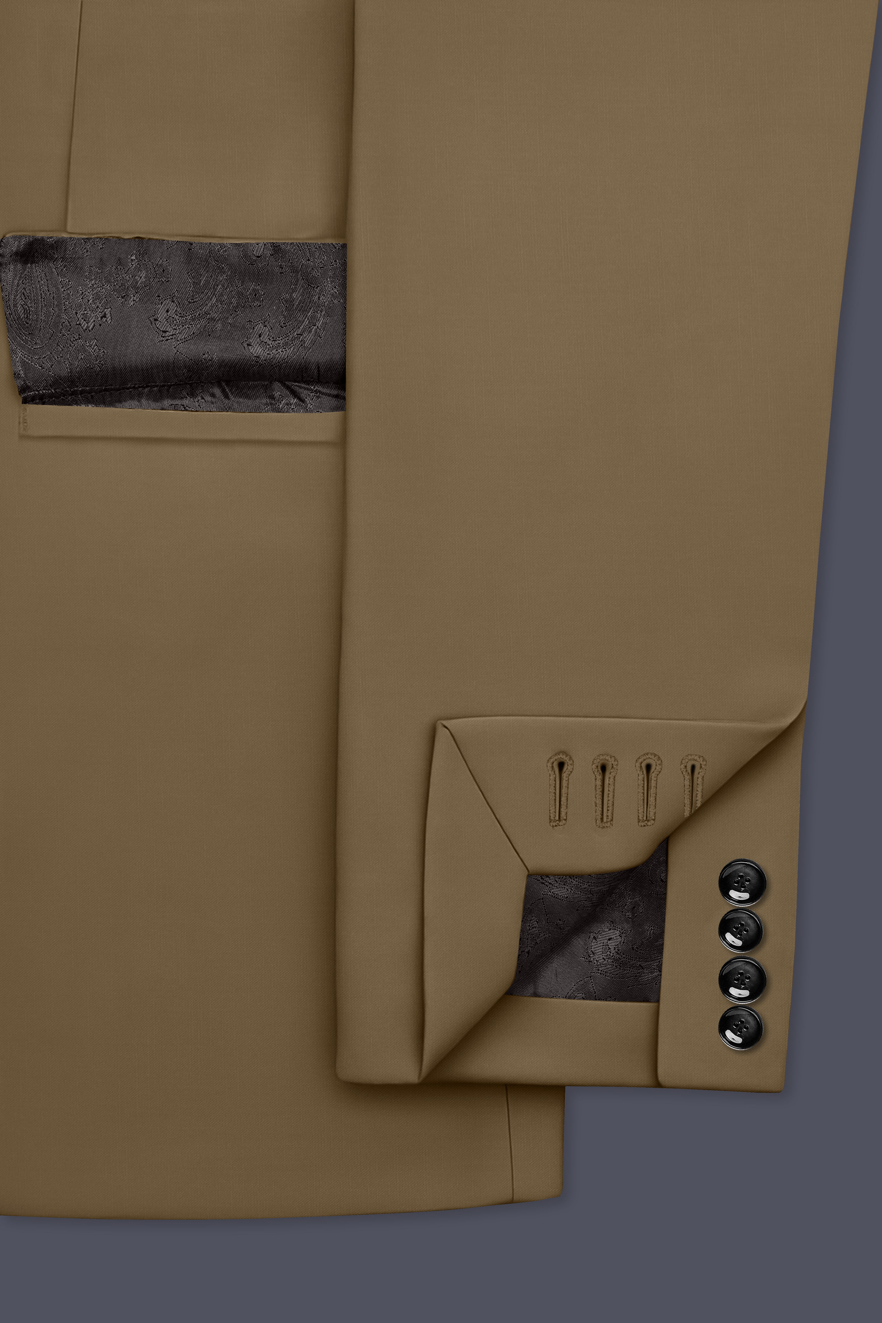 Khaki Brown Single Breasted Blazer