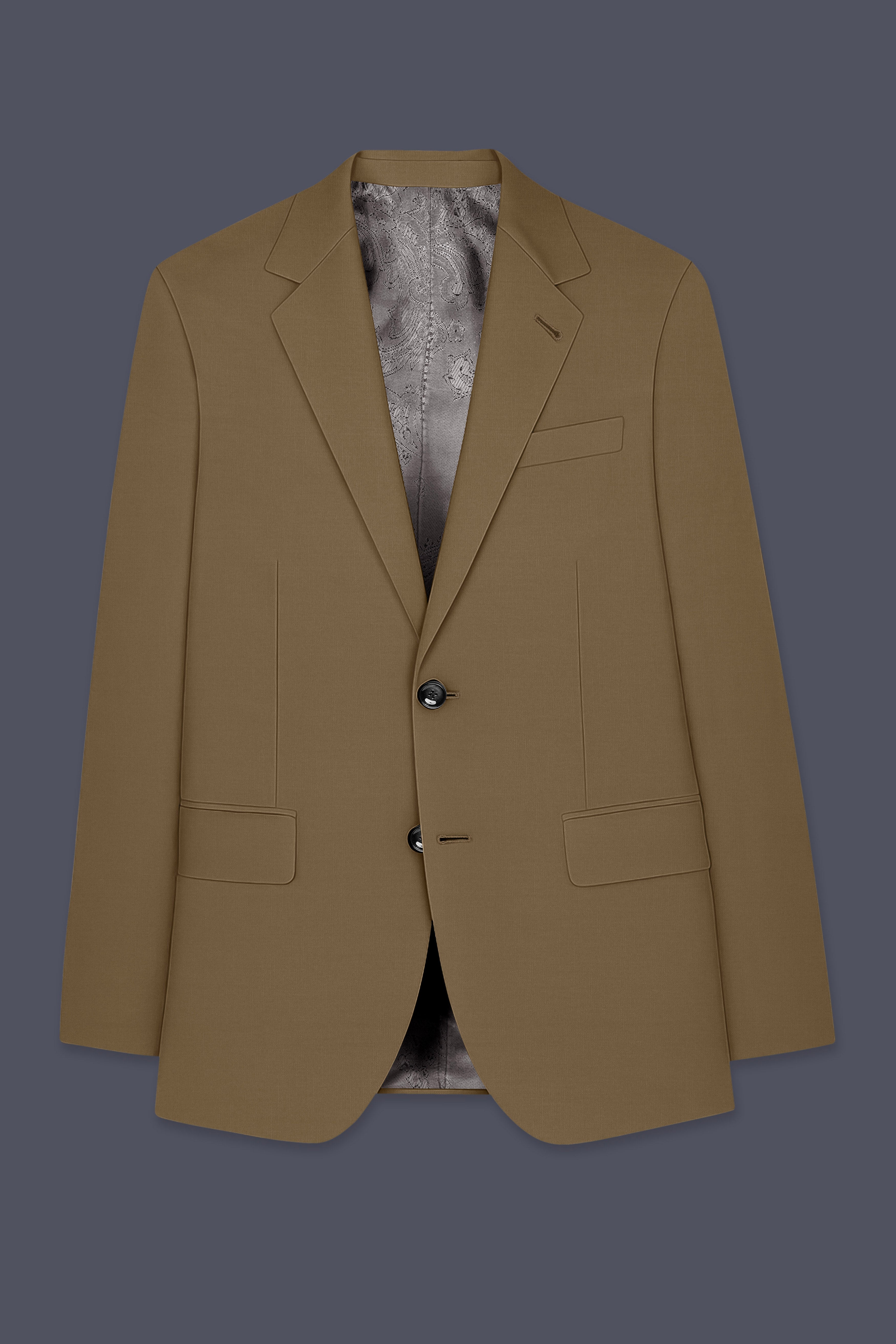 Khaki Brown Single Breasted Blazer