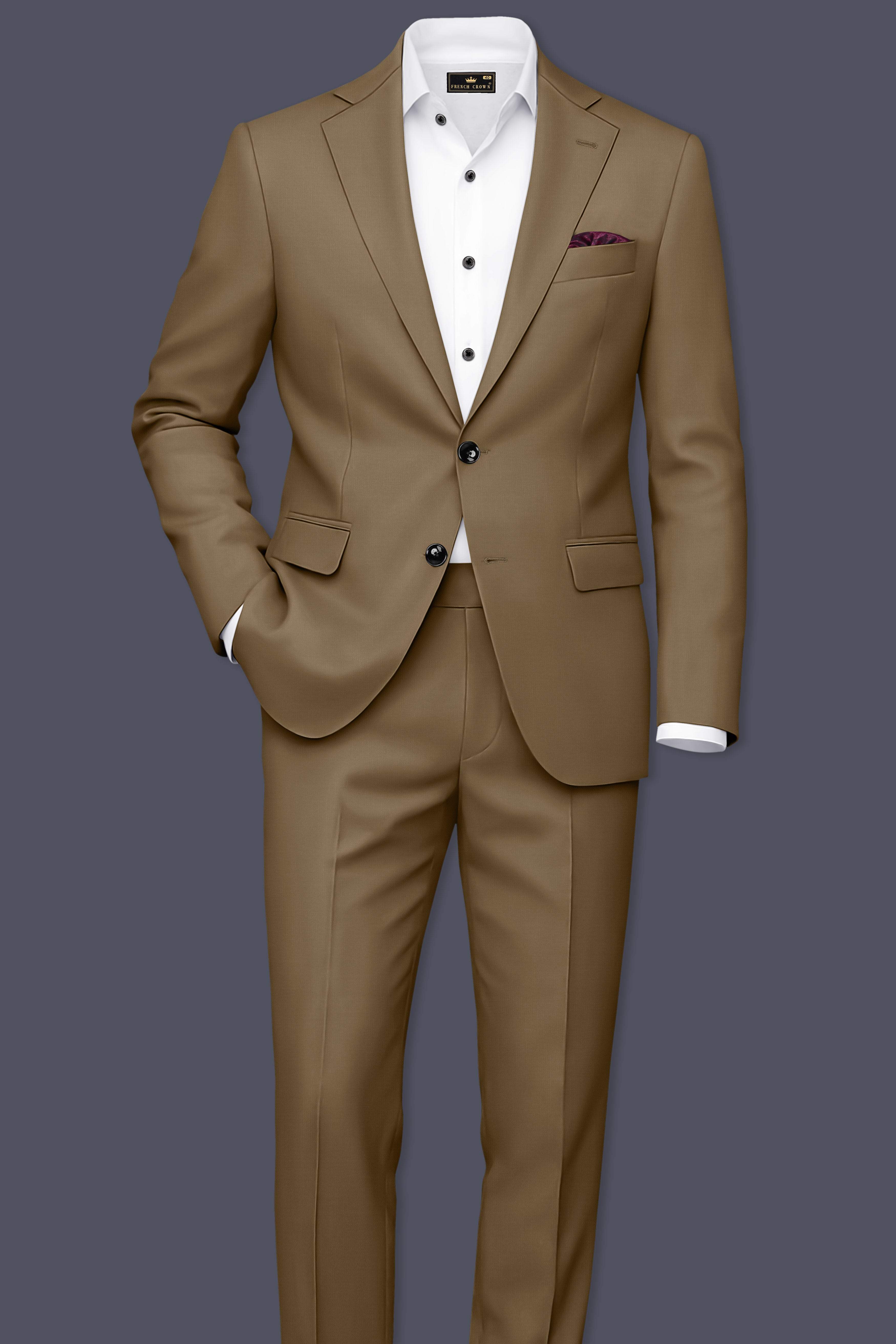 Khaki Brown Single Breasted Blazer