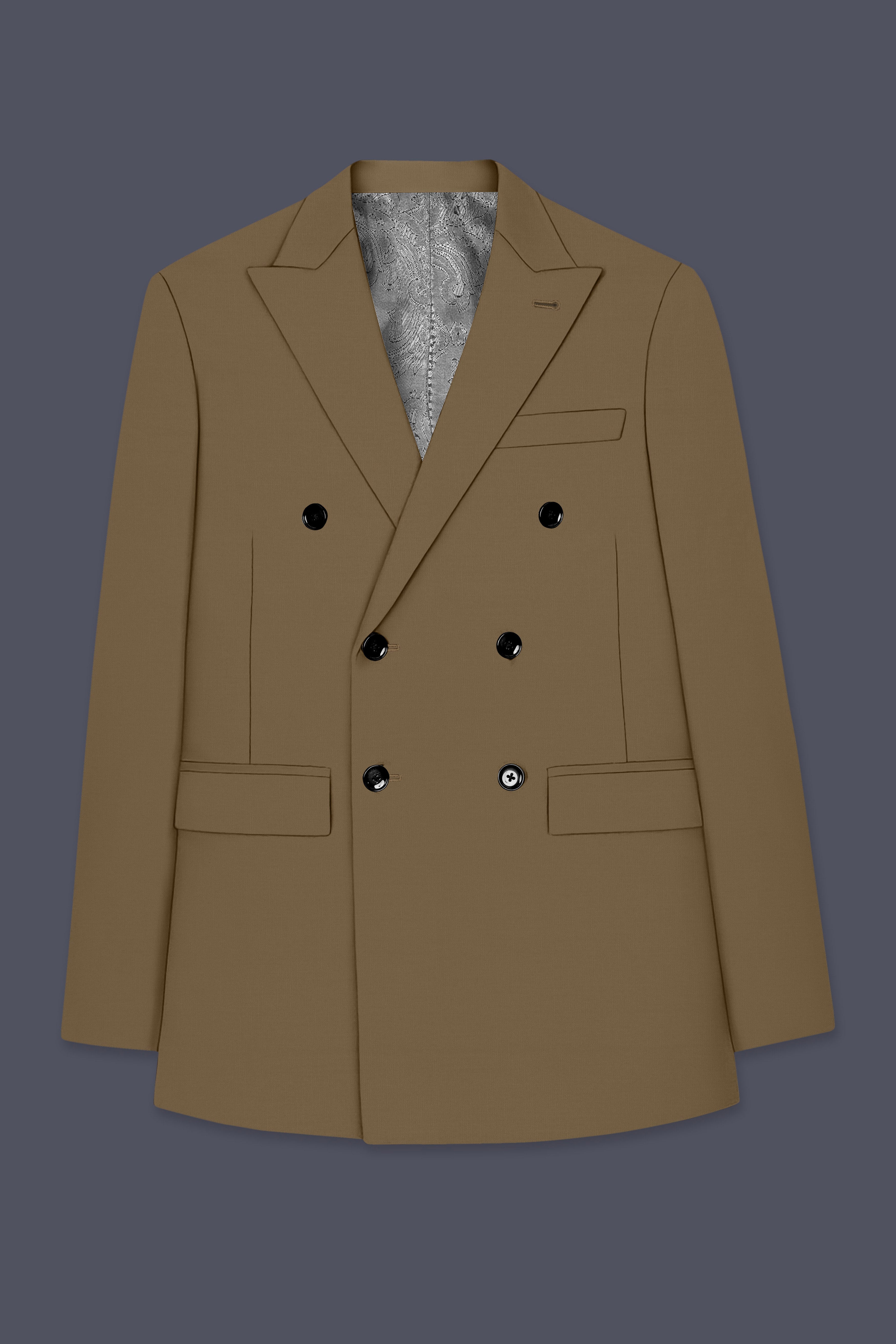 Khaki Brown Double Breasted Blazer