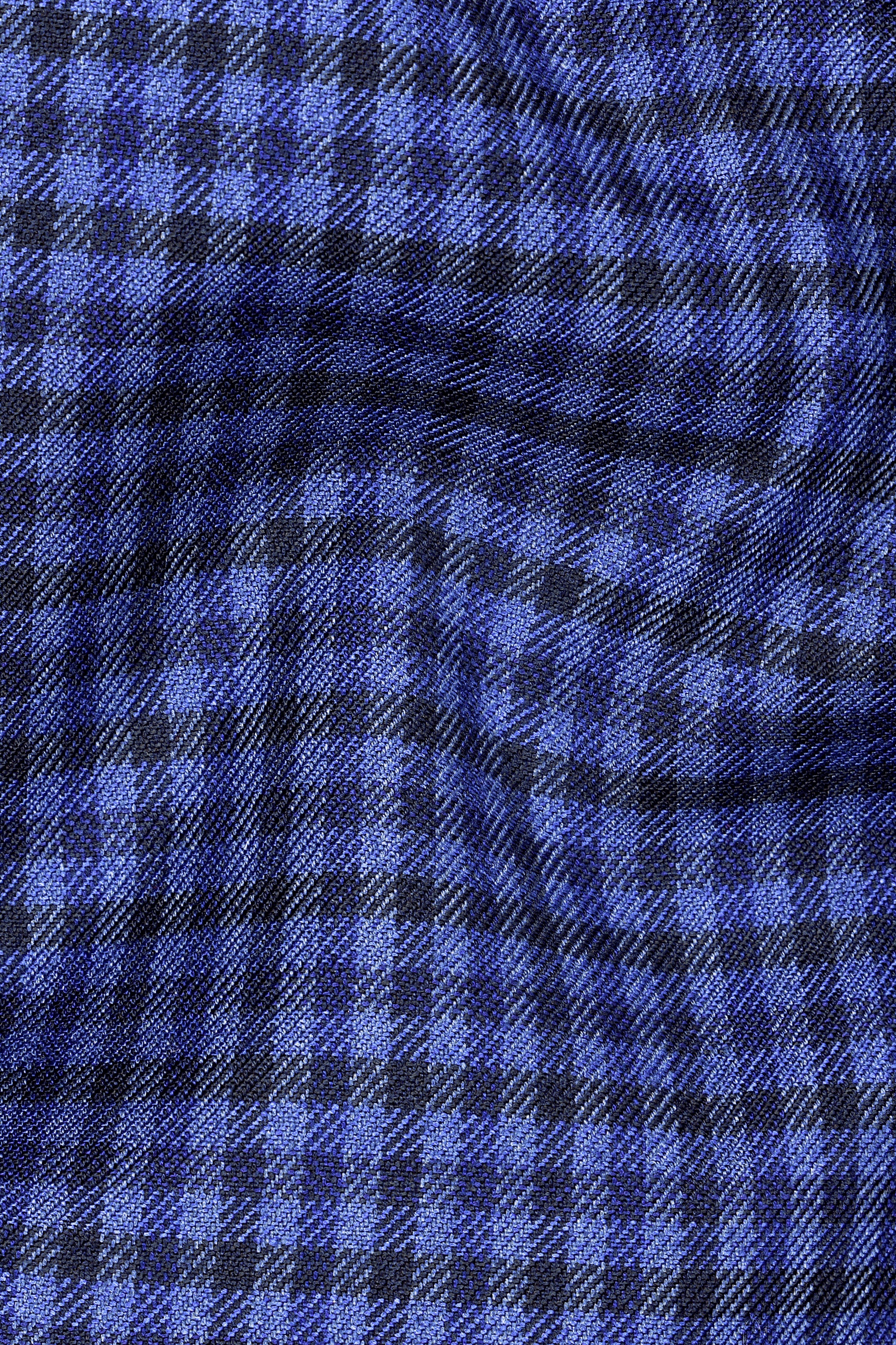 Victoria Blue Gingham Checkered Bandhgala Blazer
