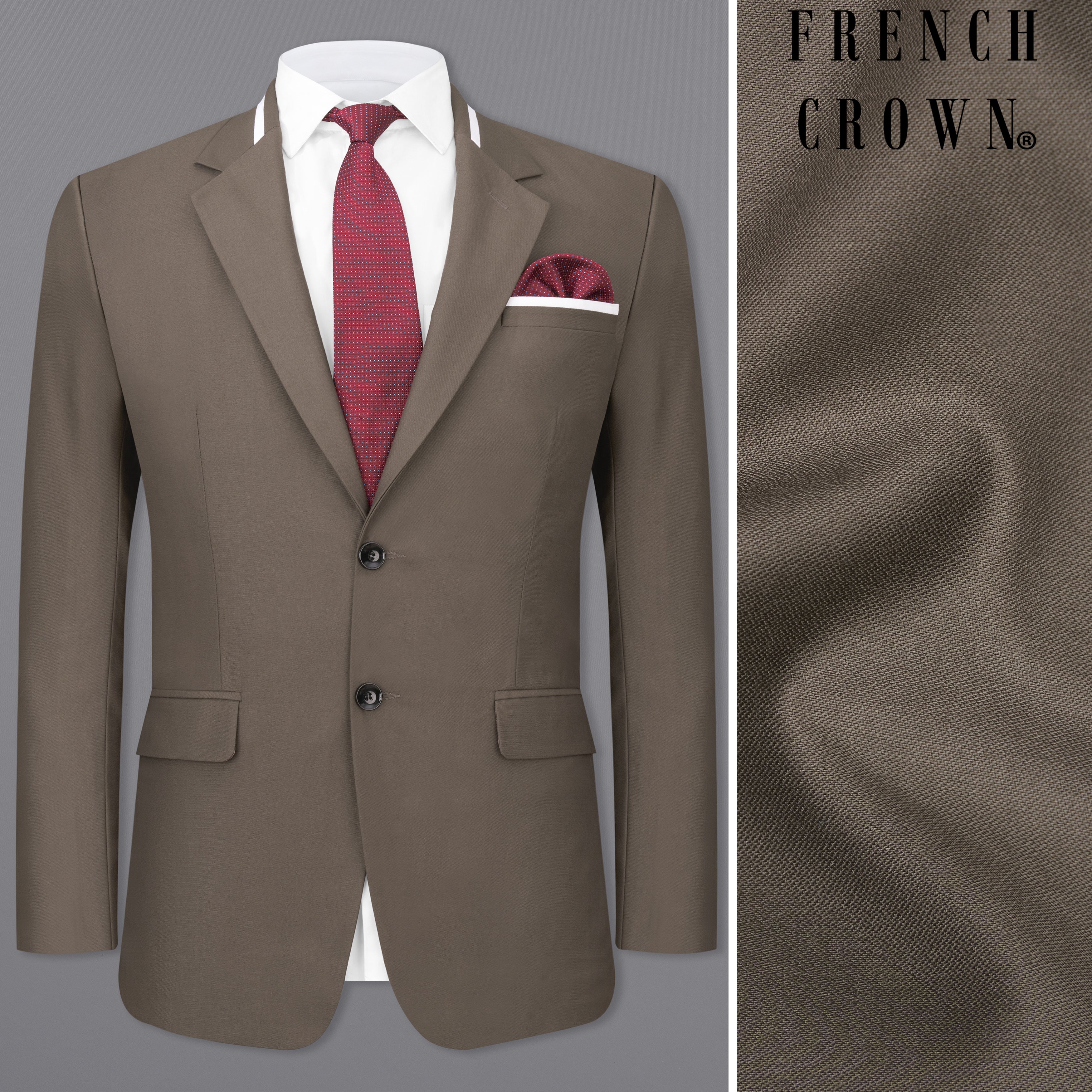 Tobacco Brown Textured Premium Terry-Rayon Single-Breasted-Blazers for Men.