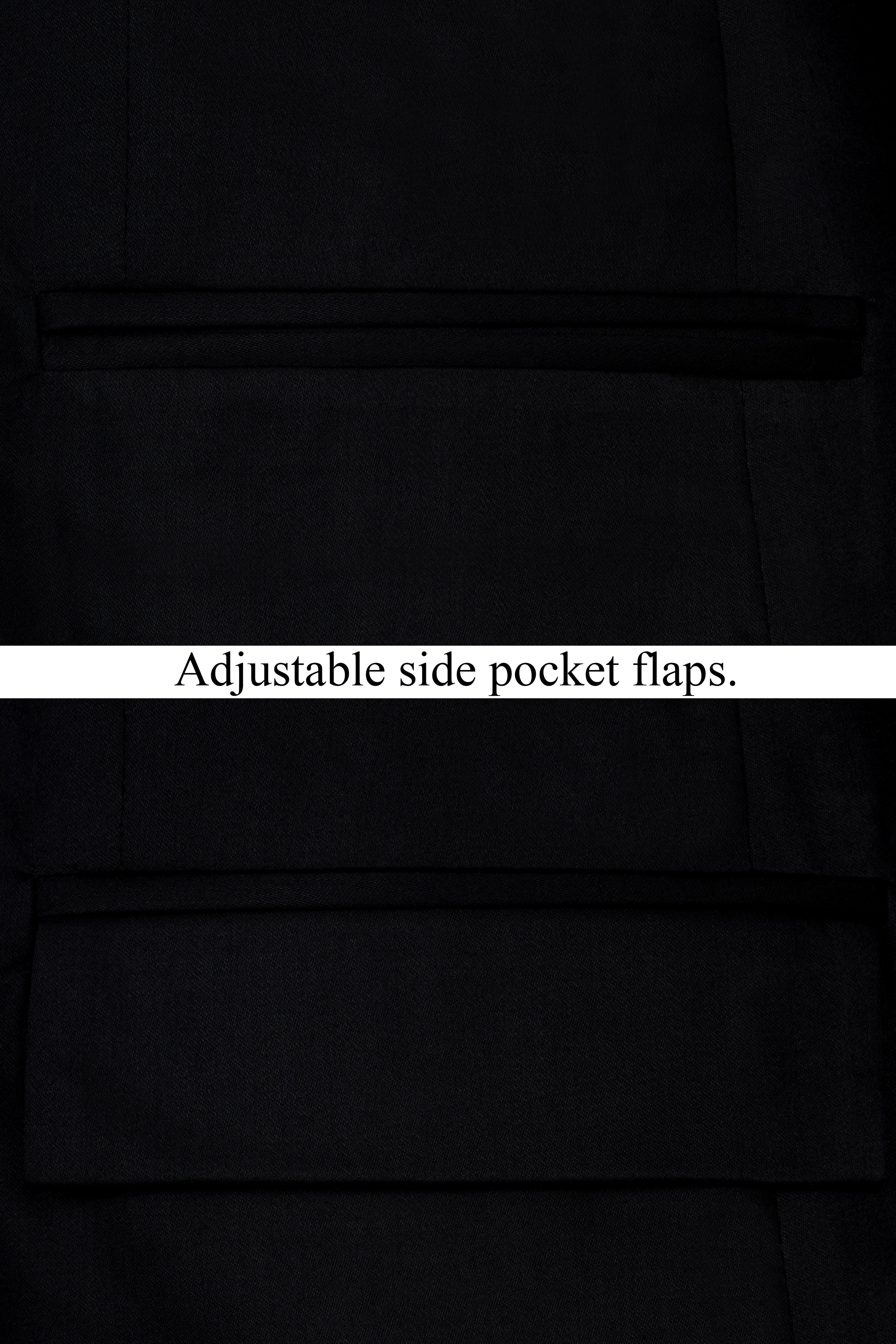 Noirex-Korean Black (The Best Black We Have ) 4-Way Stretch Wrinkle-Free Fluid Drape Fabric Bandhgala Designer Blazer