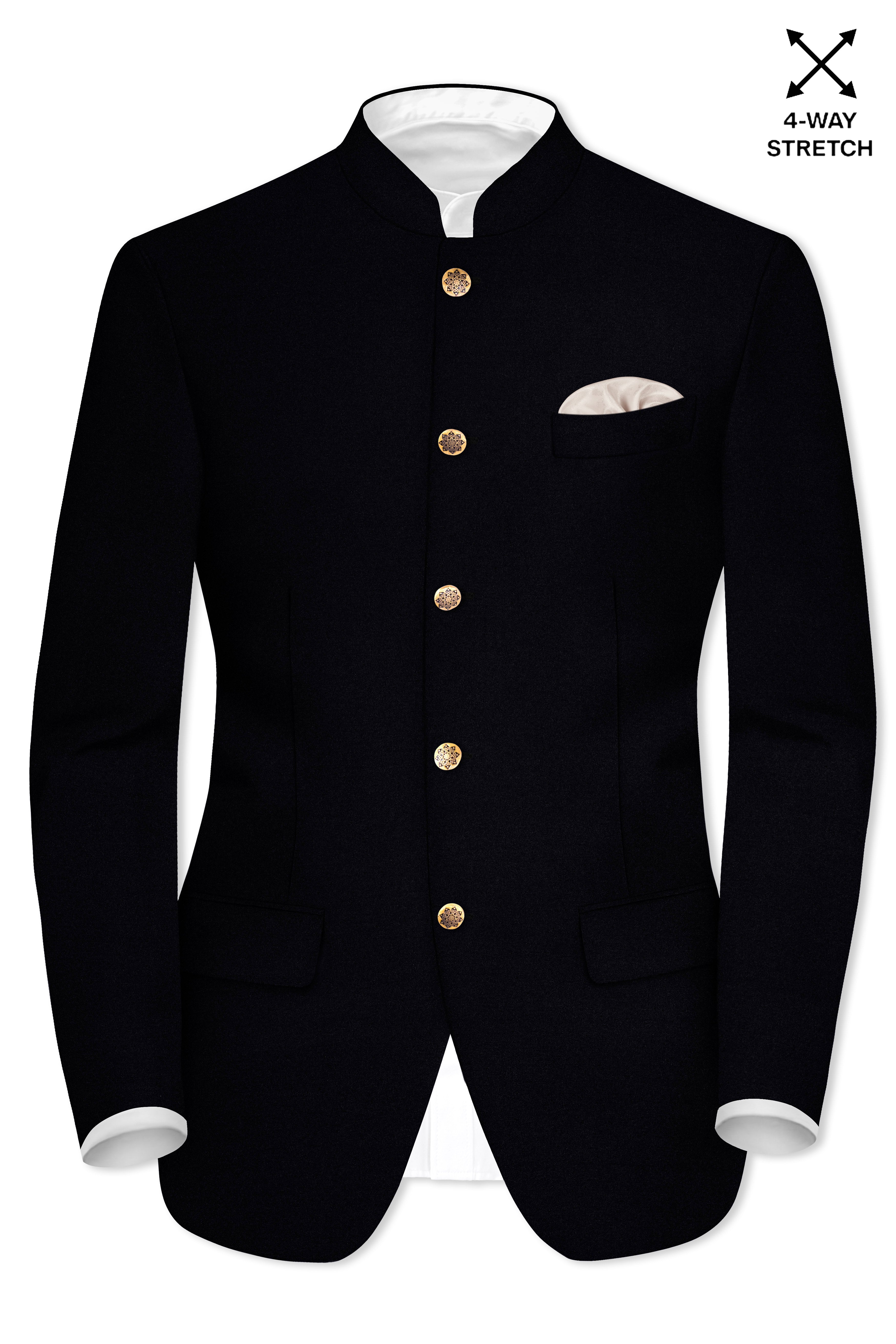 Korean Black (The Best Black We Have) Bandhgala 4-Way Stretch Blazer