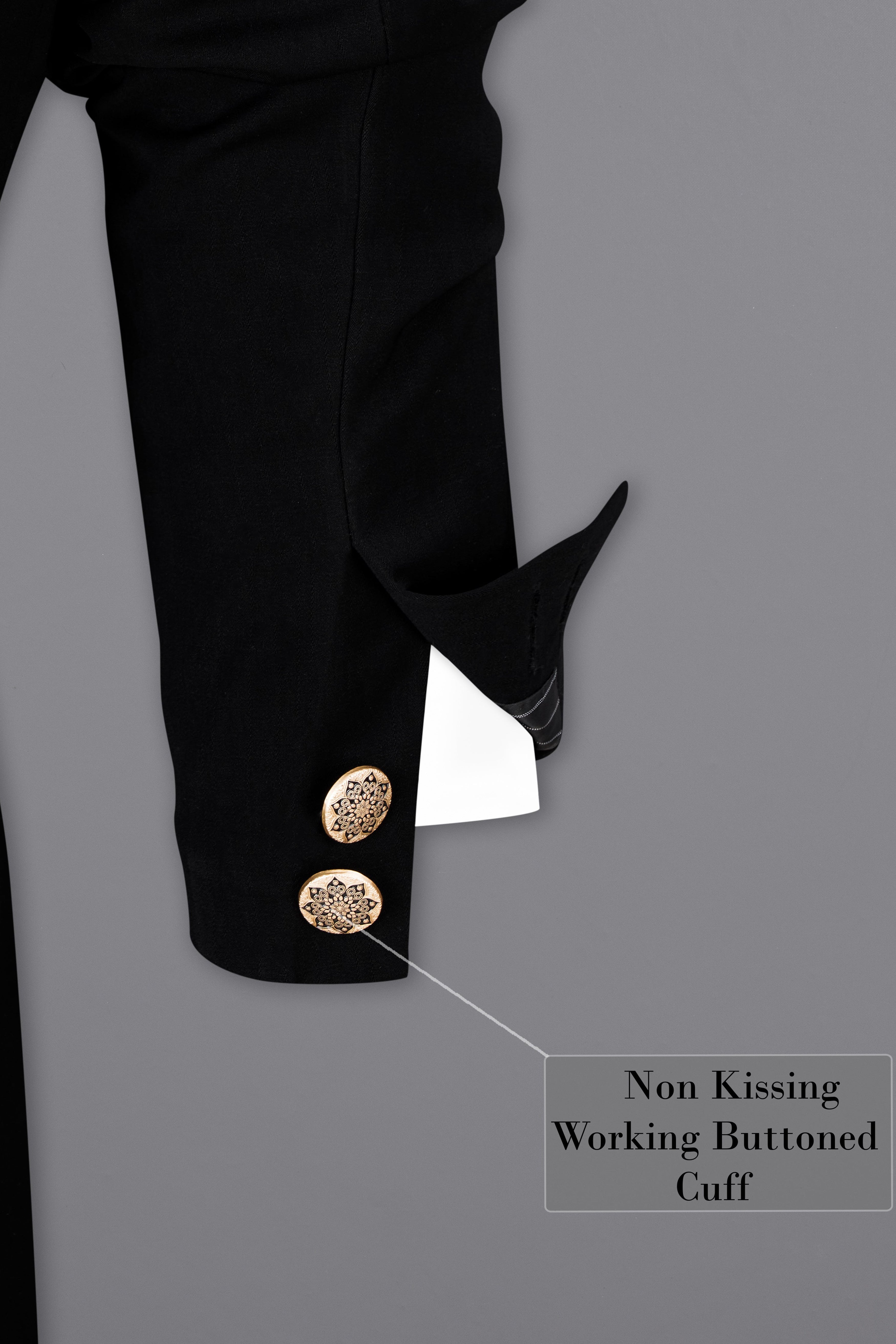 Noirex-Korean Black (The Best Black We Have) Bandhgala 4-Way Stretch Wrinkle-Free Fluid Drape Fabric Blazer