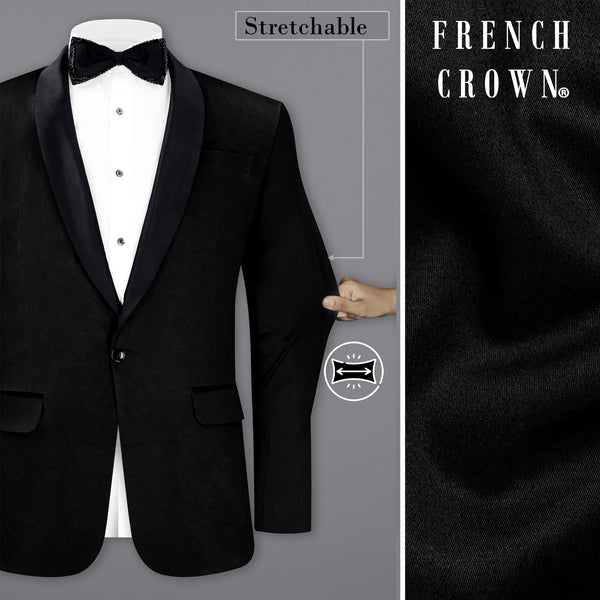 Jade Black Stretchable Premium Cotton Tuxedo traveler Blazer