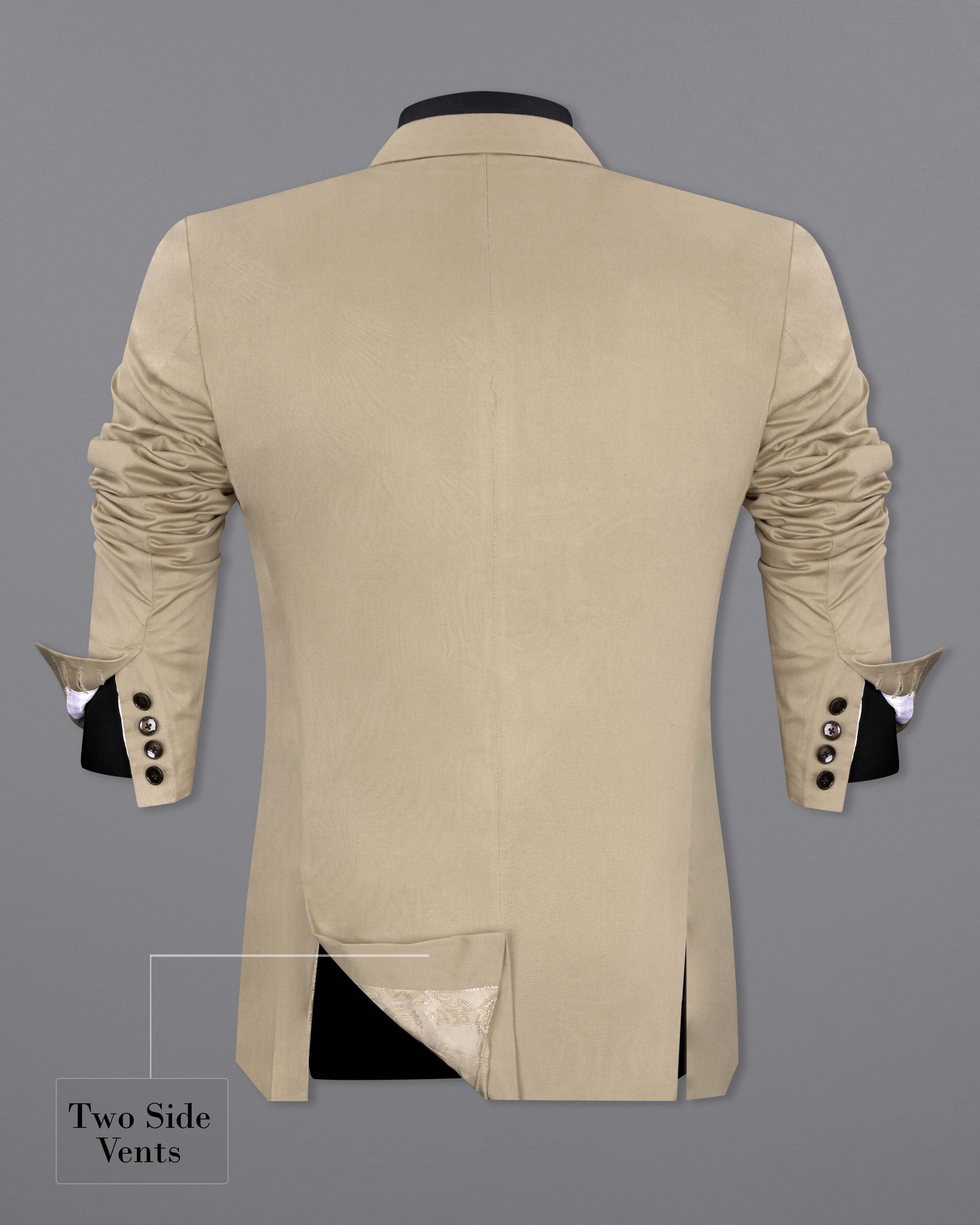 Quicksand Brown Stretchable Double Breasted Premium Cotton traveler Blazer