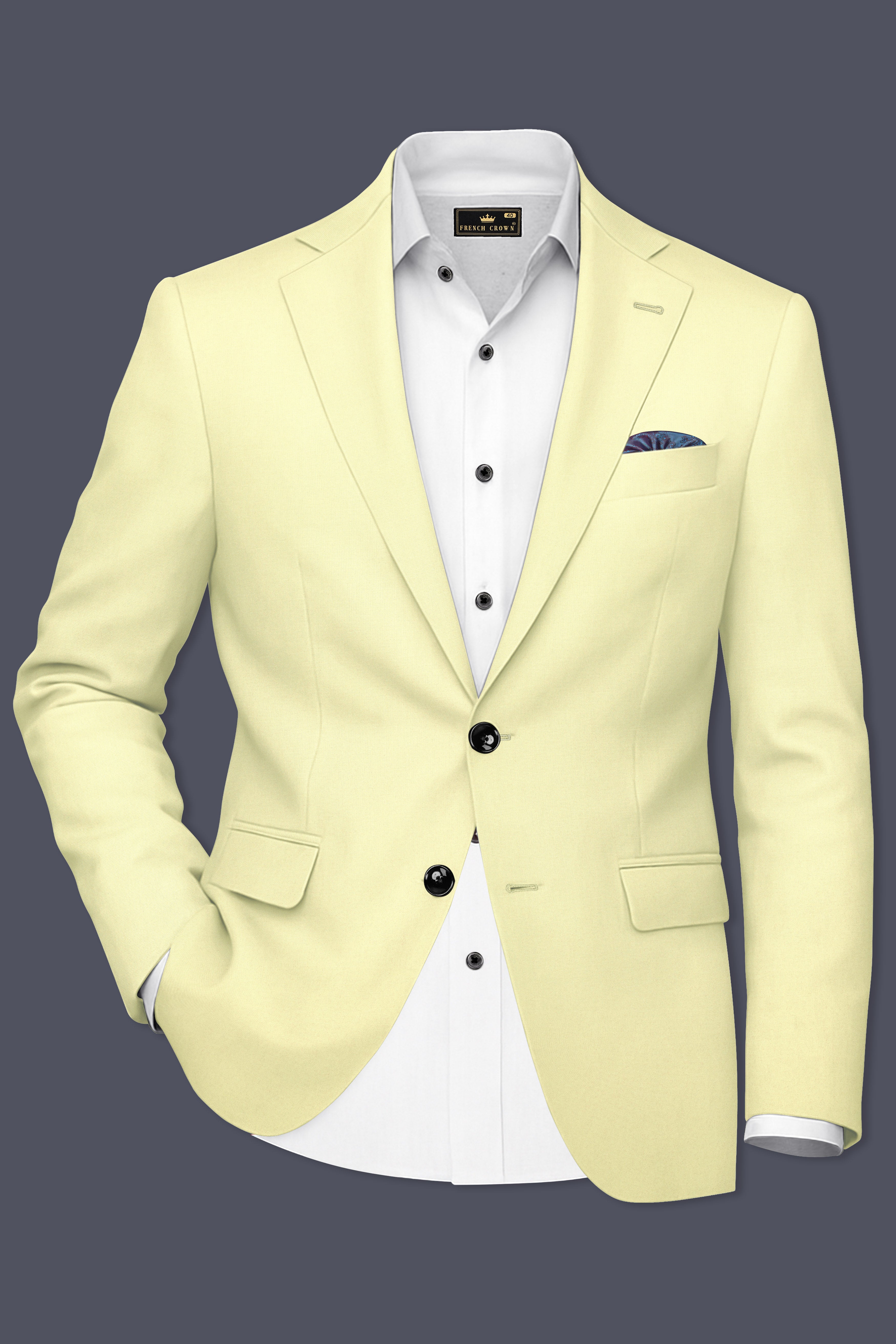 Maize Cream Stretchable Premium Cotton traveler Blazer