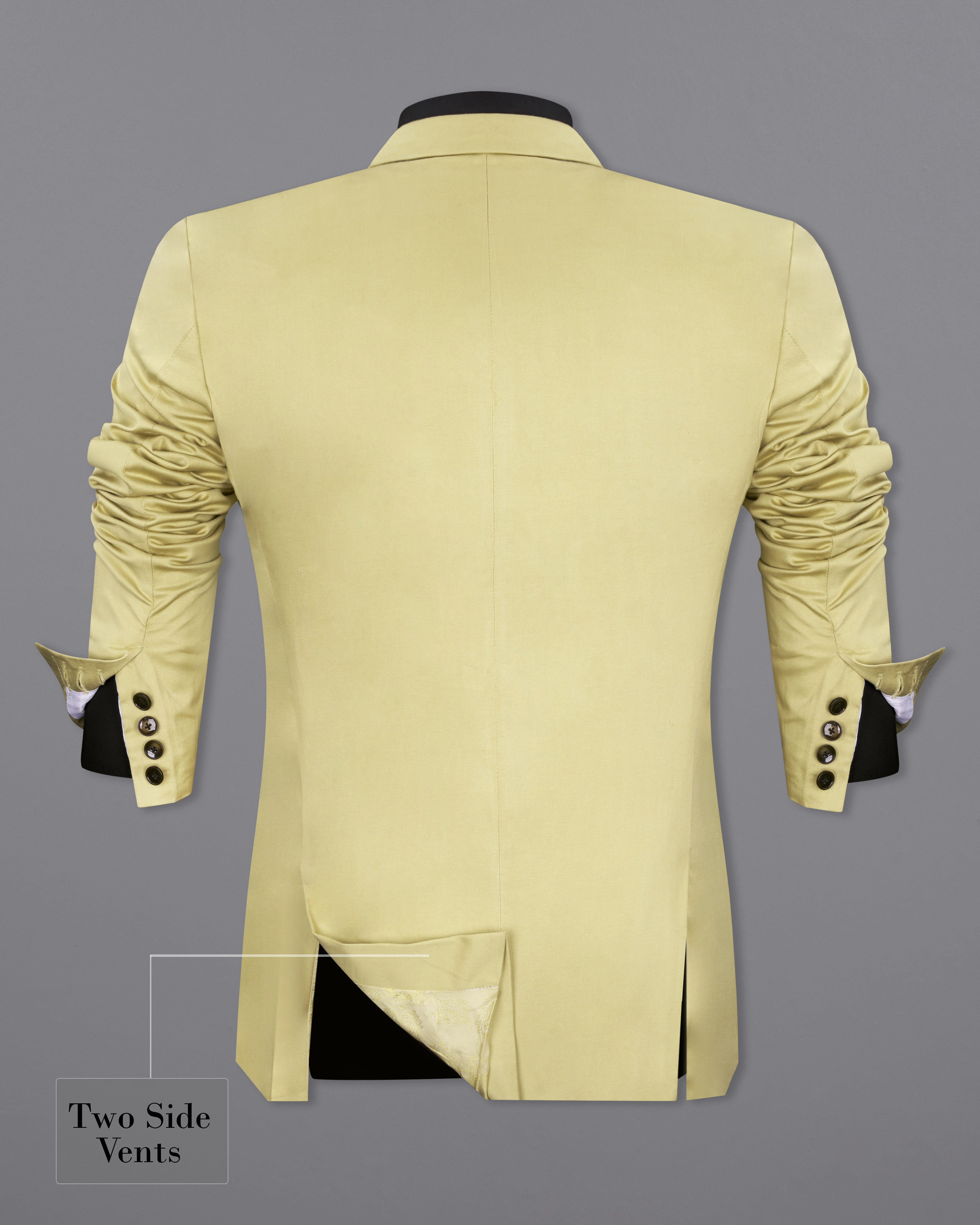 Maize Cream Stretchable Double Breasted Premium Cotton traveler Blazer