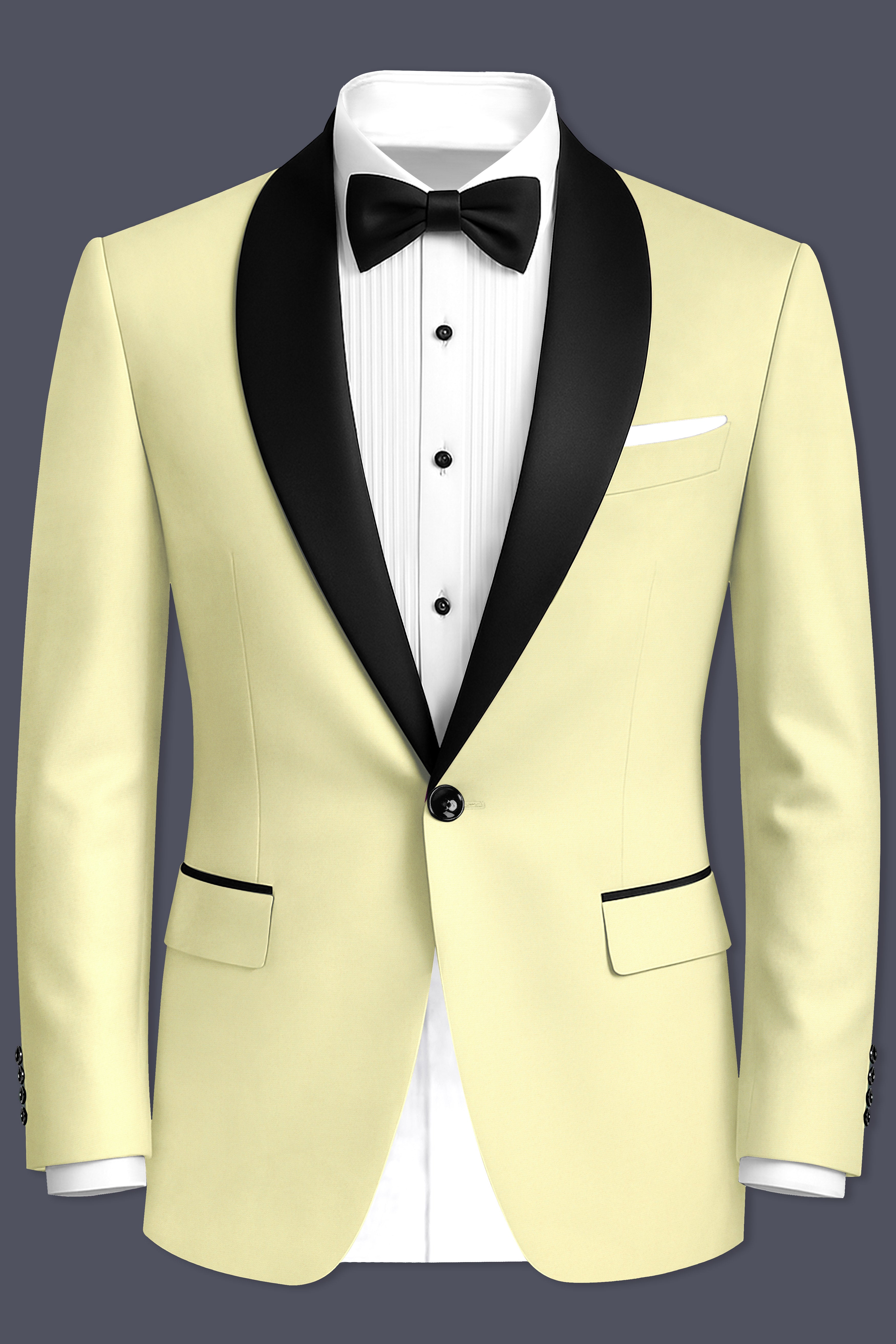 Maize Cream Tuxedo Premium Cotton Stretchable traveler Blazer