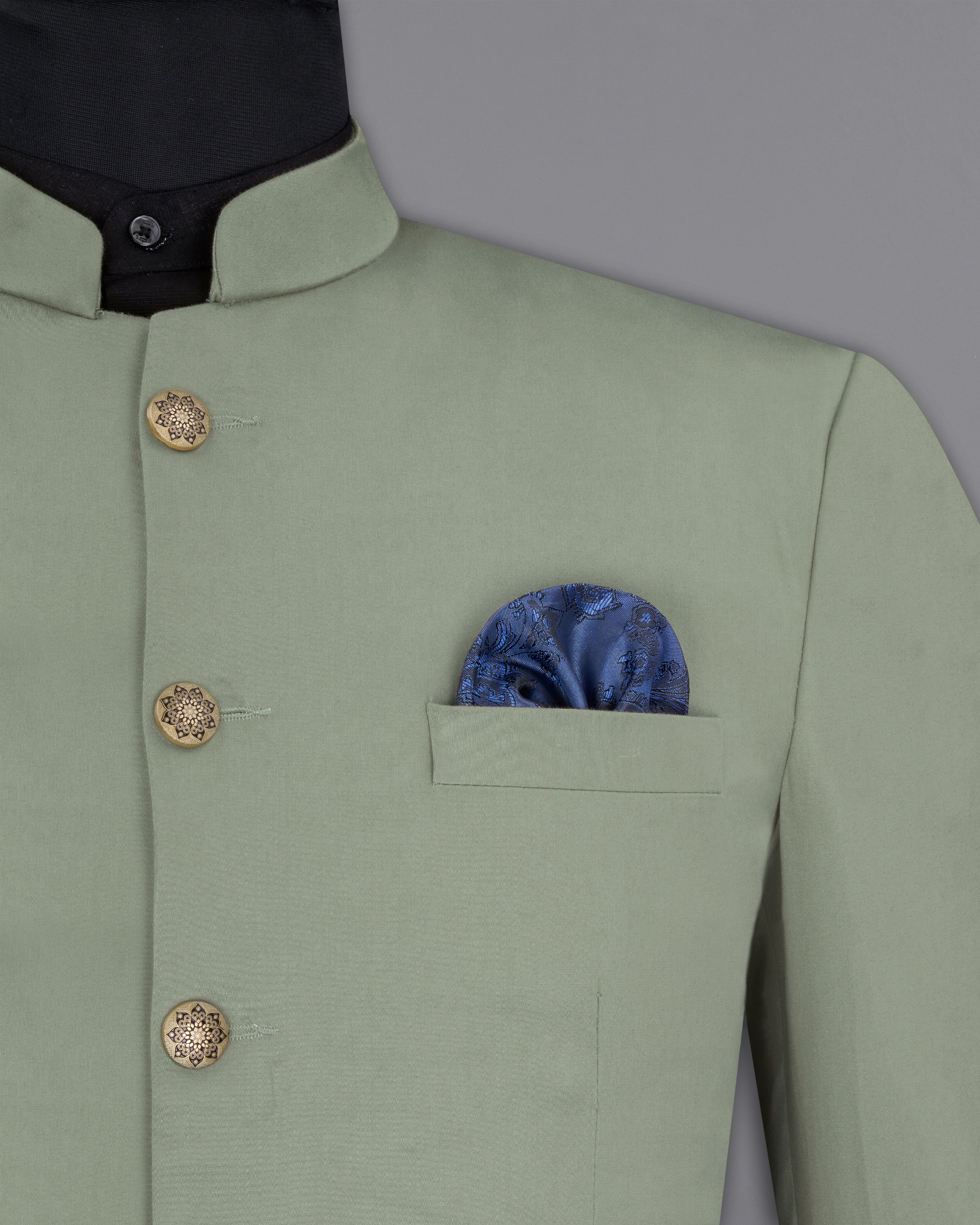 Granite Green Bandhgala Premium Cotton Stretchable traveler Blazer