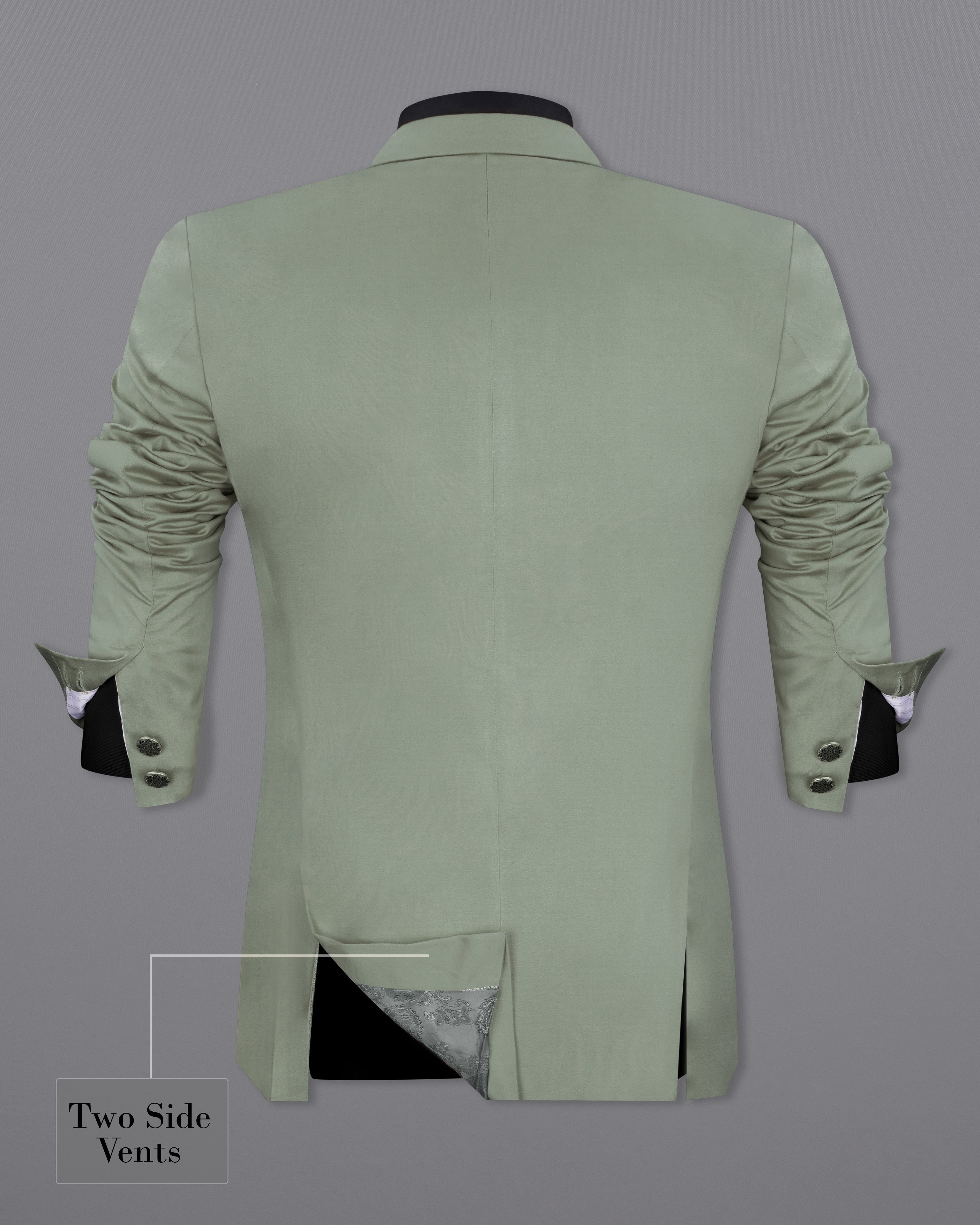 Granite Green Cross Placket Bandhgala Premium Cotton Stretchable traveler Blazer