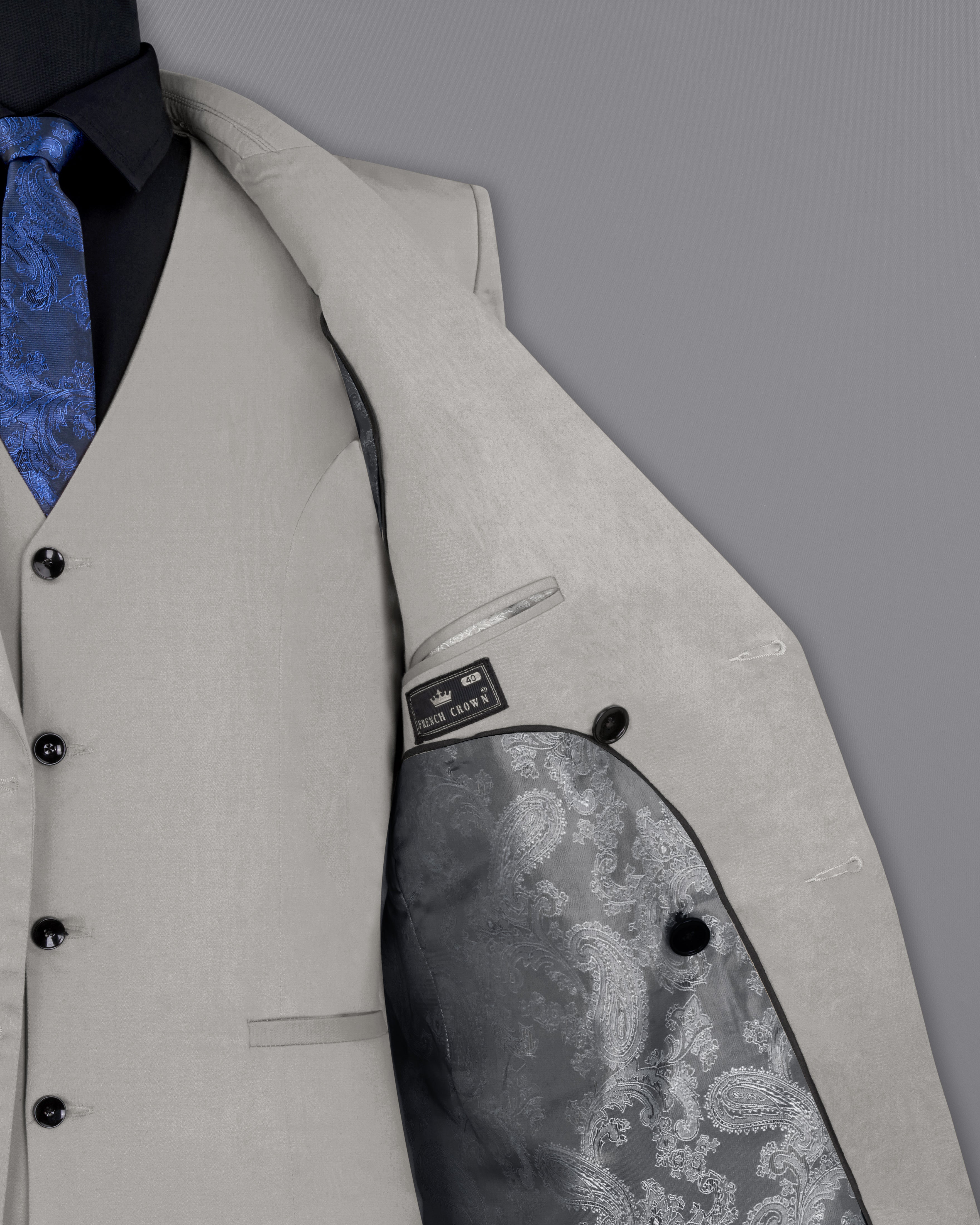 Martini Gray Stretchable Double Breasted Premium Cotton traveler Blazer