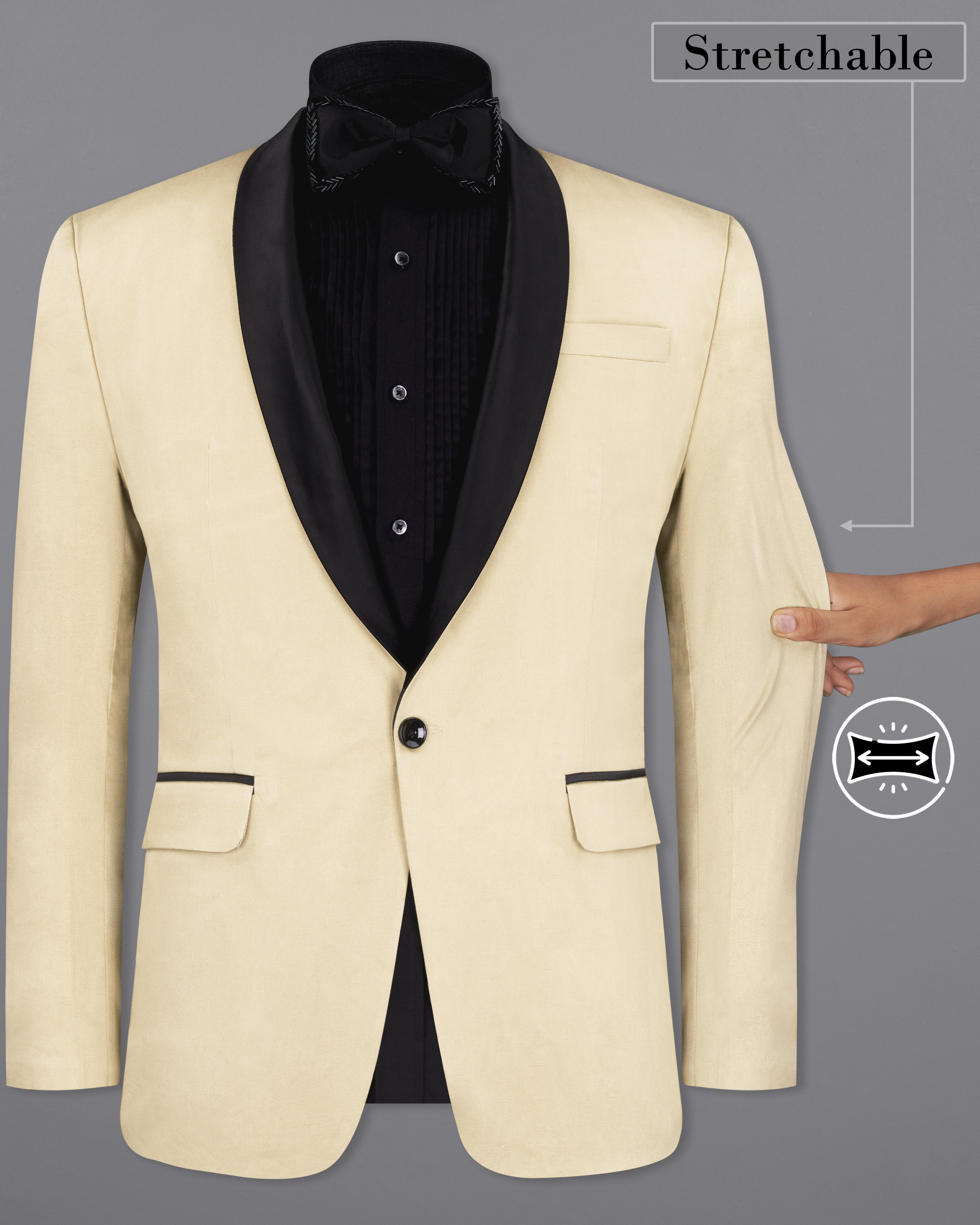 Ivory blazer shop with black lapel