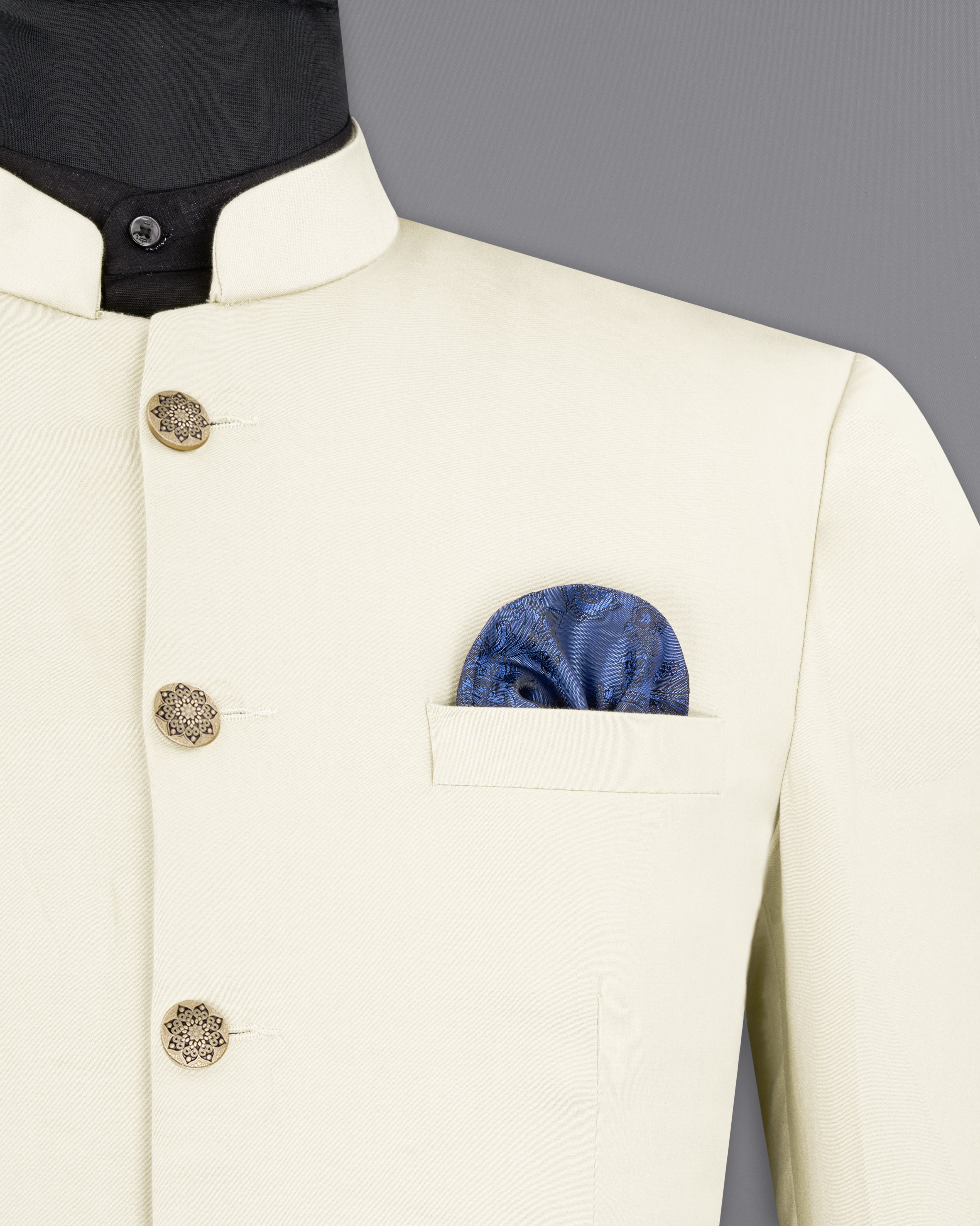 Merino Cream Stretchable Bandhgala Premium Cotton traveler Blazer