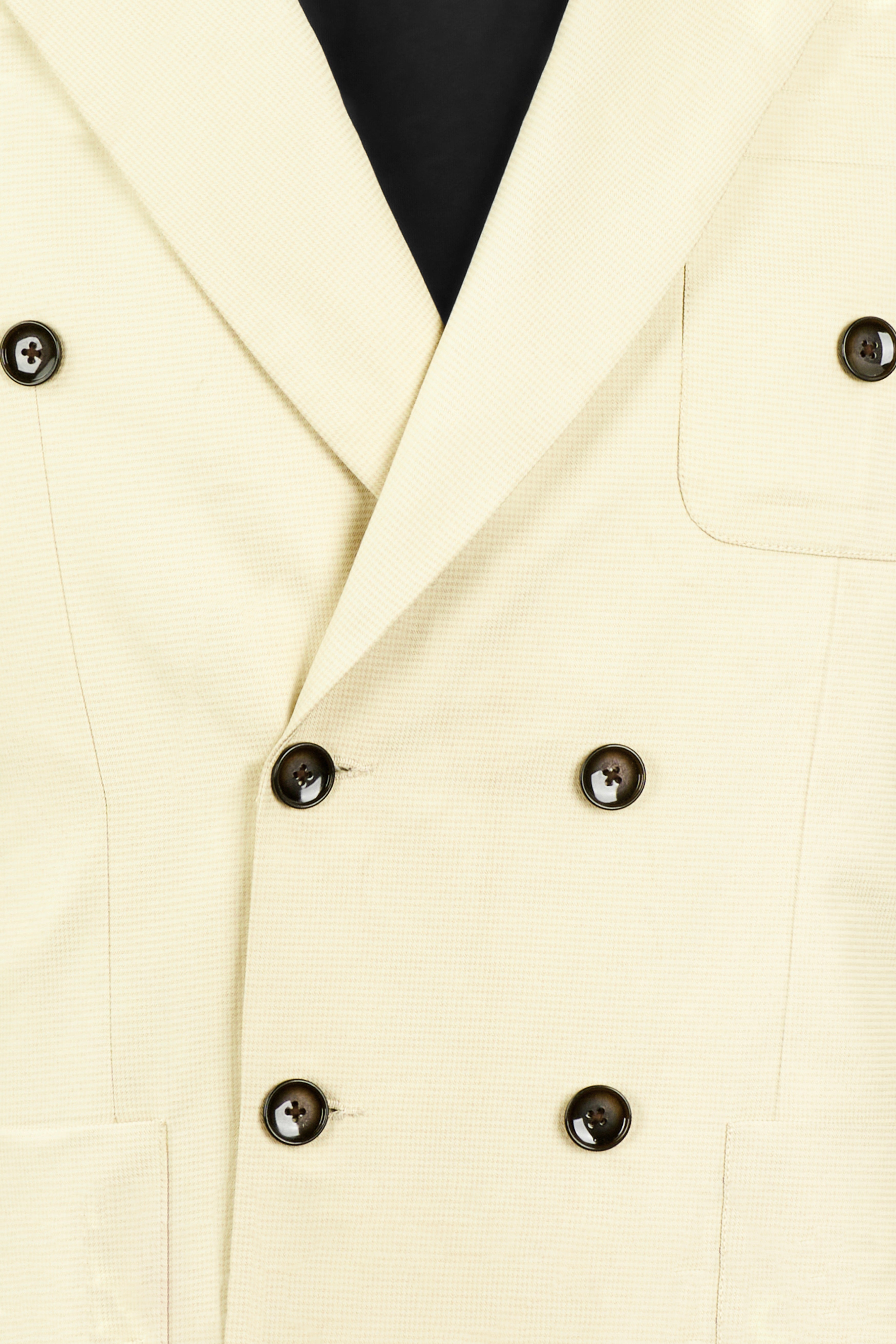 Pale Spring Cream Textured Premium Terry-Rayon Double Breasted