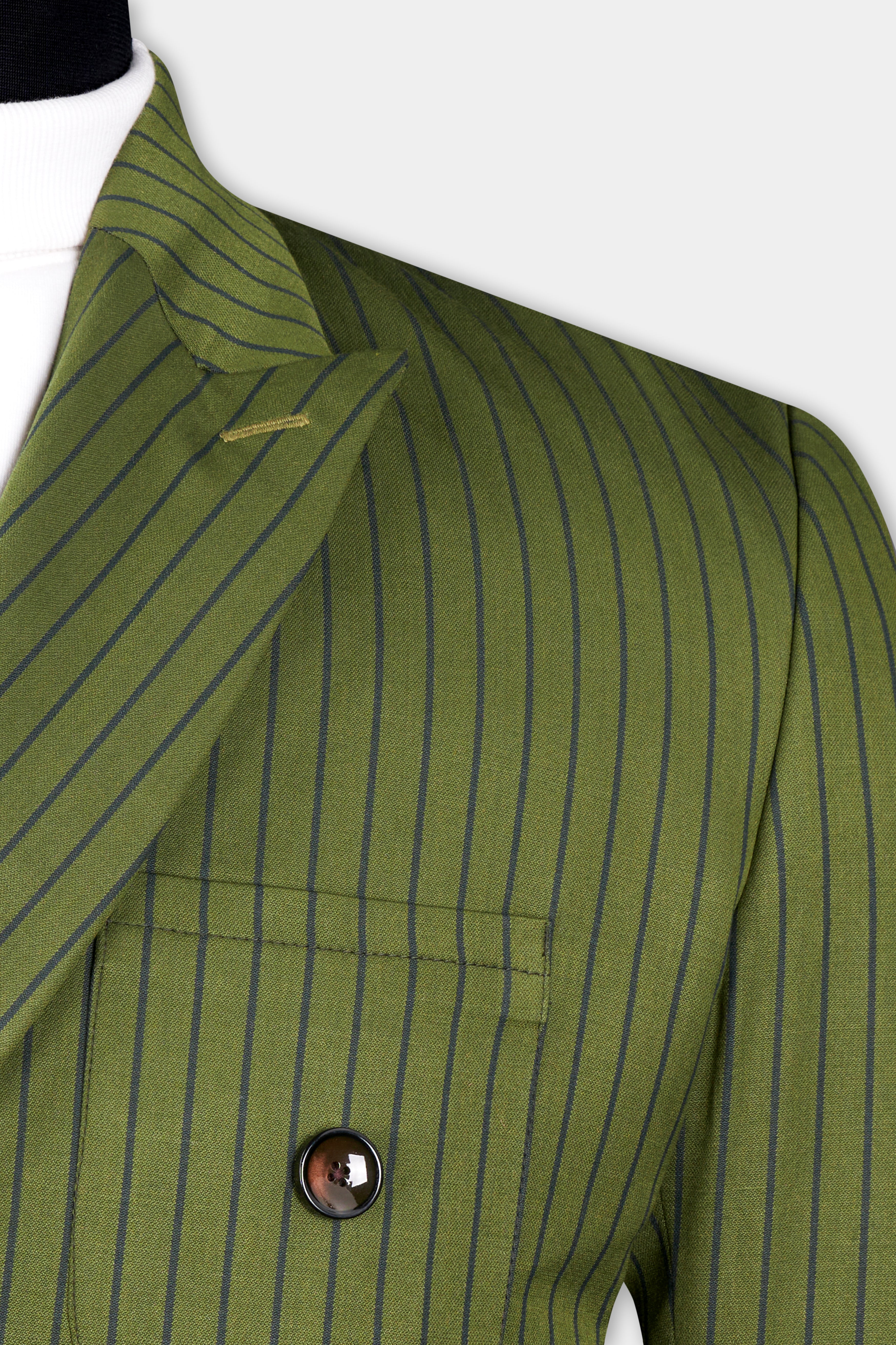 Hemlock Green Striped Double Breasted Sports Blazer