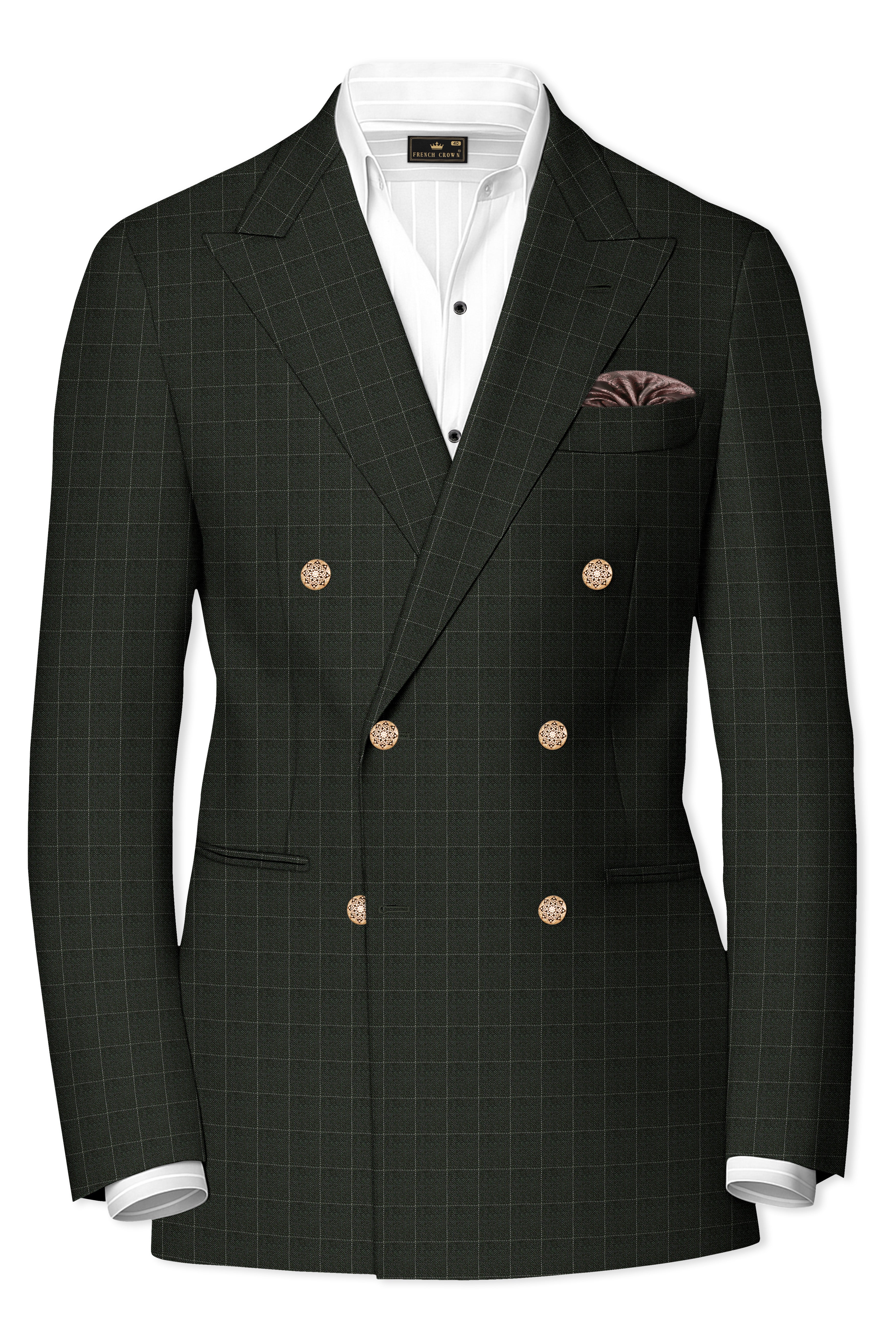 Dune Dark Green Subtle Checkered Double Breasted Blazer