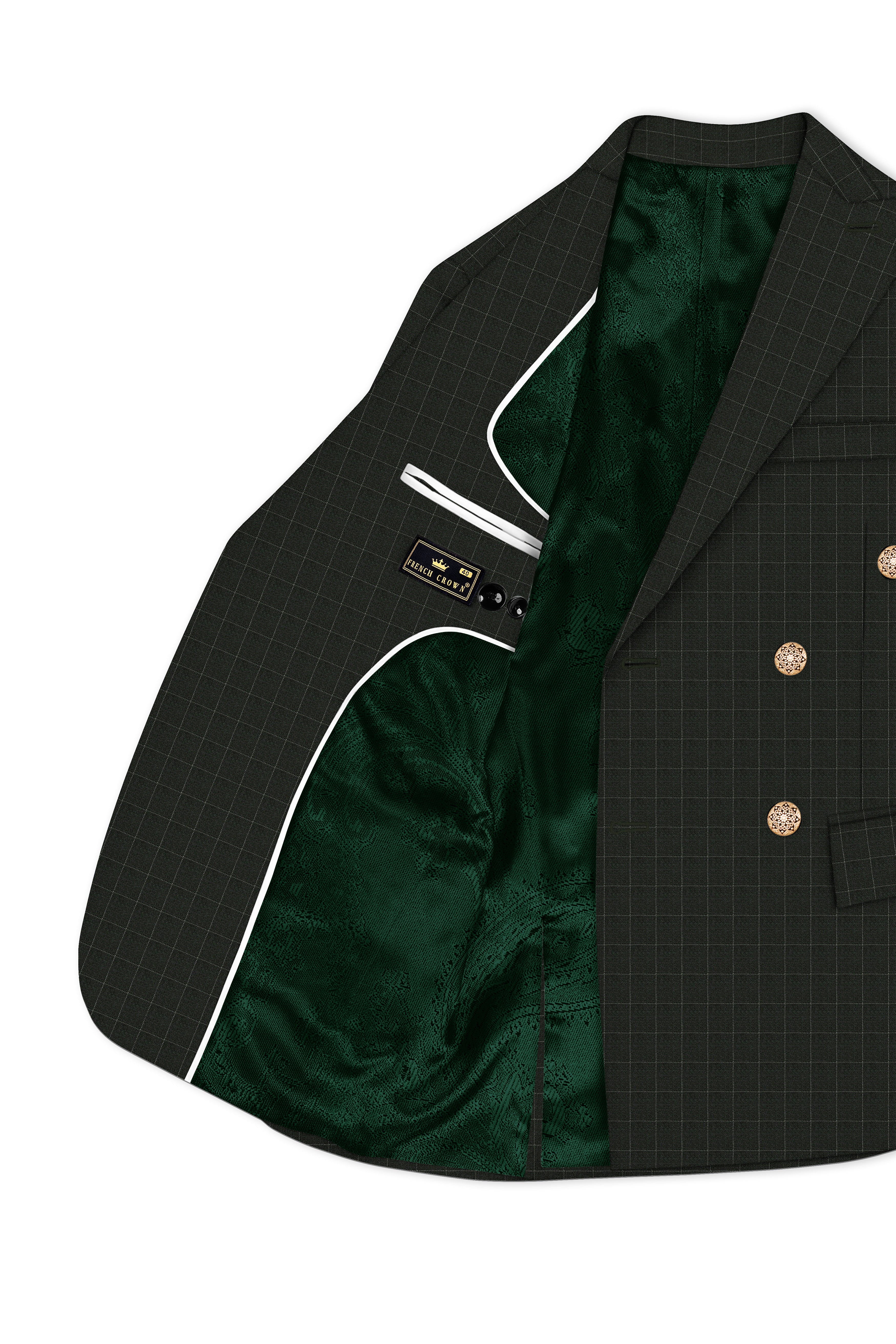 Dune Dark Green Subtle Checkered Double Breasted Blazer