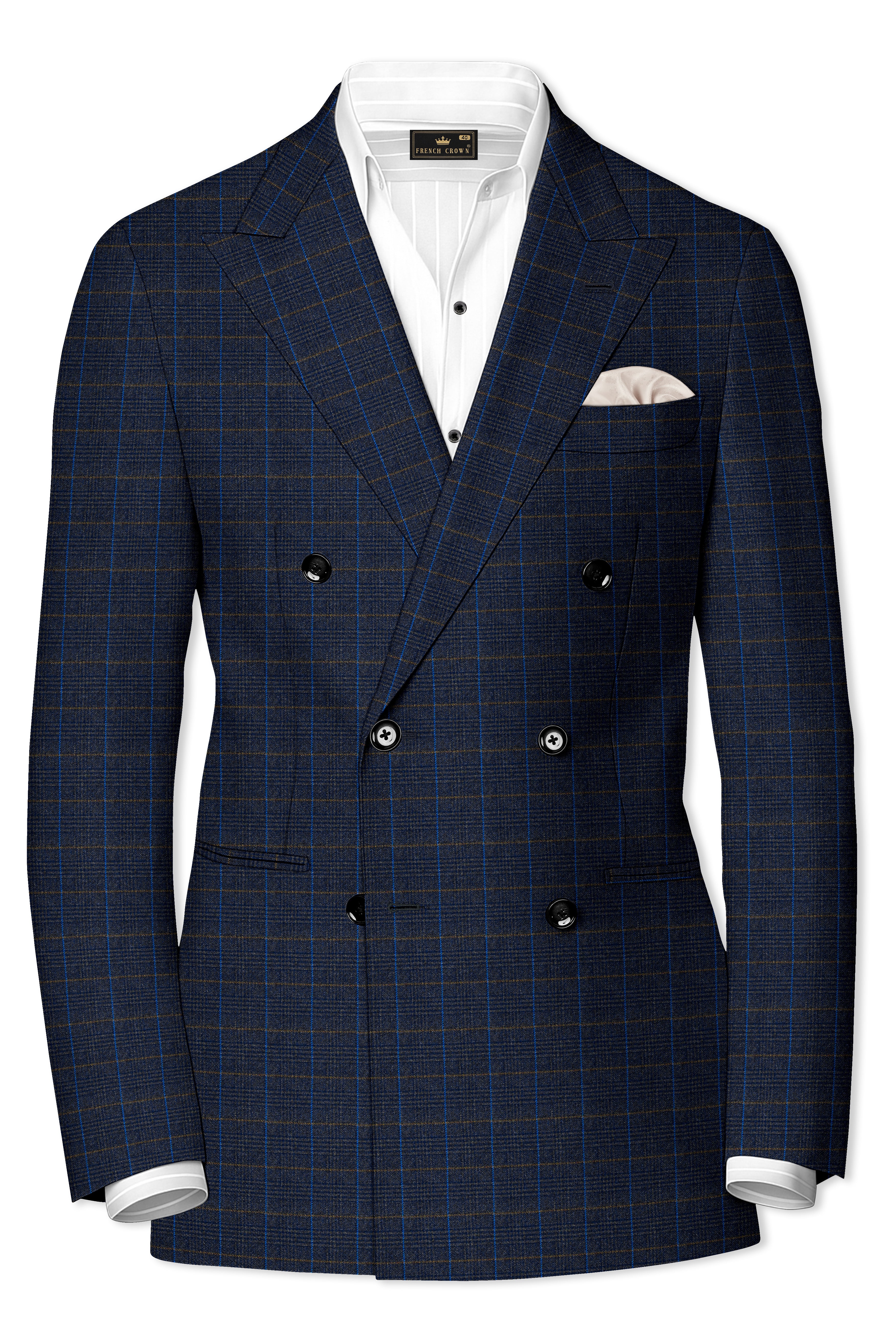 Iridium Violet Windowpane Double Breasted Blazer