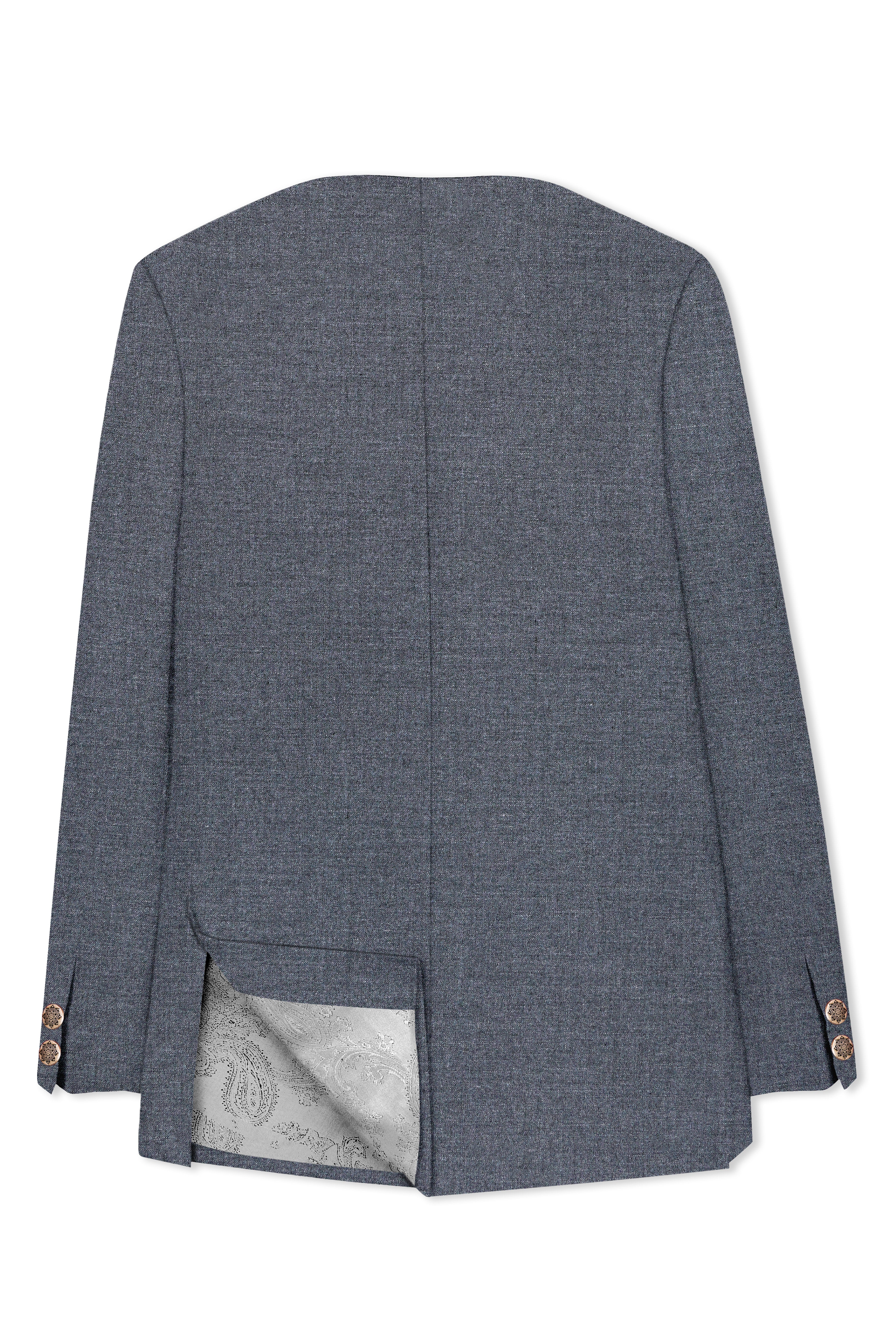 Fuscous Gray Wool Rich Single Breasted Designer Blazer