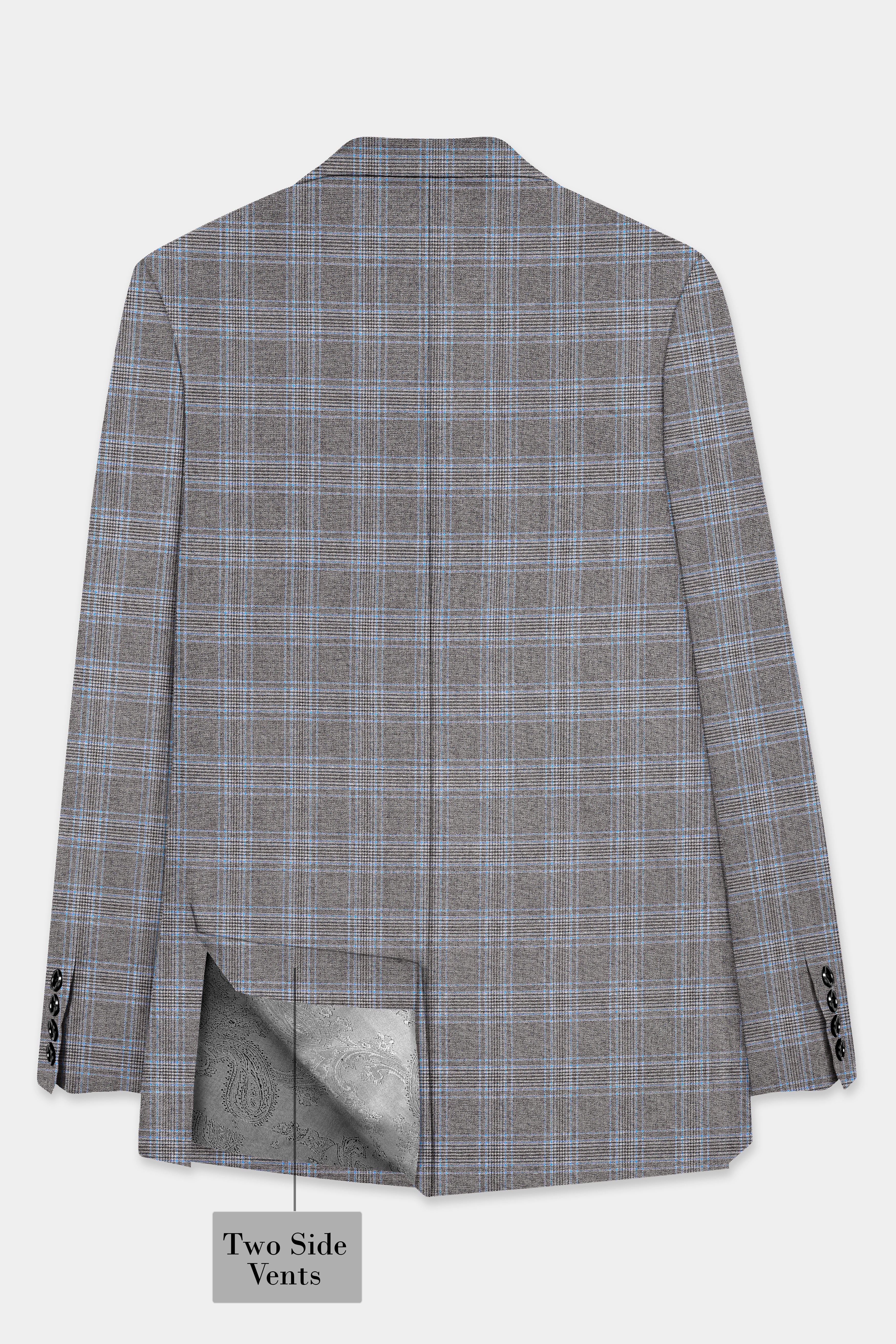 Dorado Brown with Casper Gray Plaid Wool Rich Double Breasted Blazer