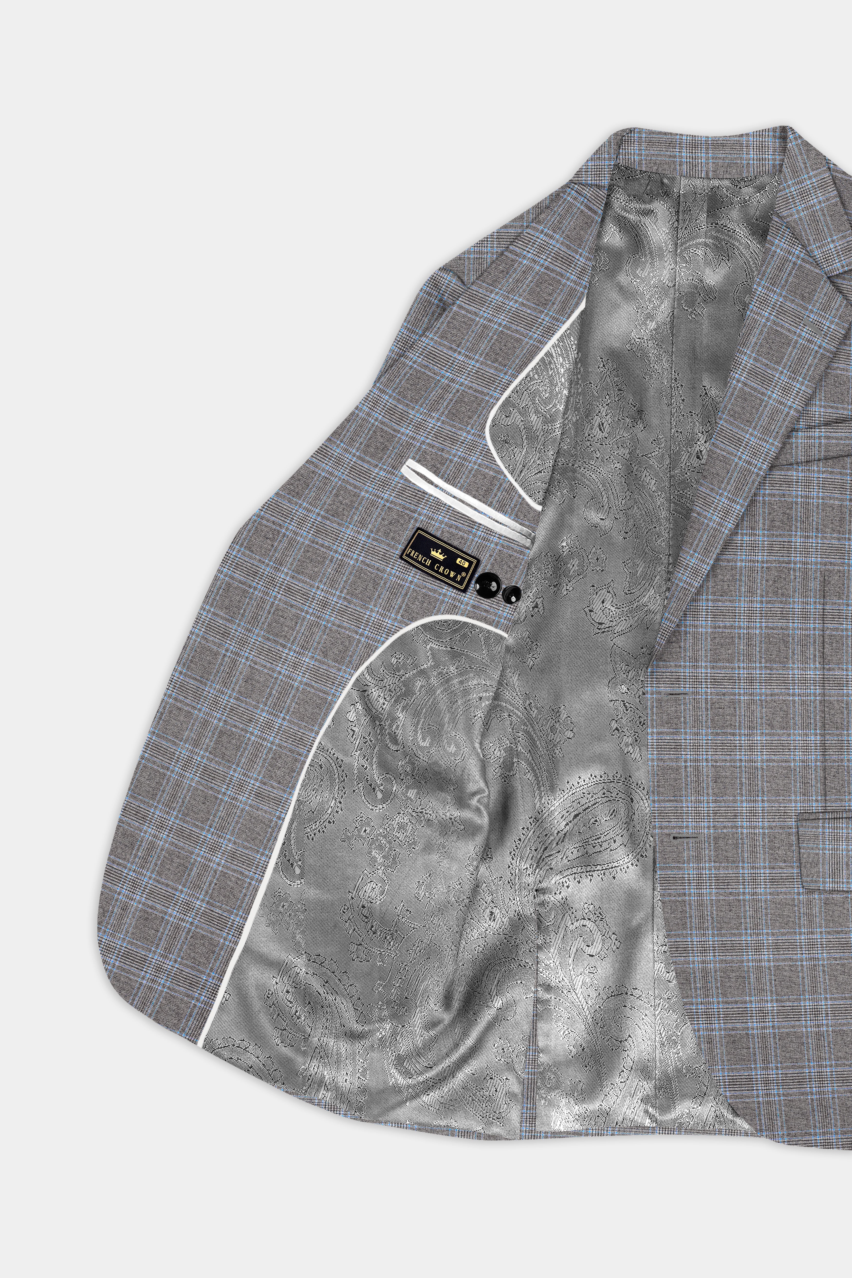 Dorado Brown with Casper Gray Plaid Wool Rich Single Breasted Blazer