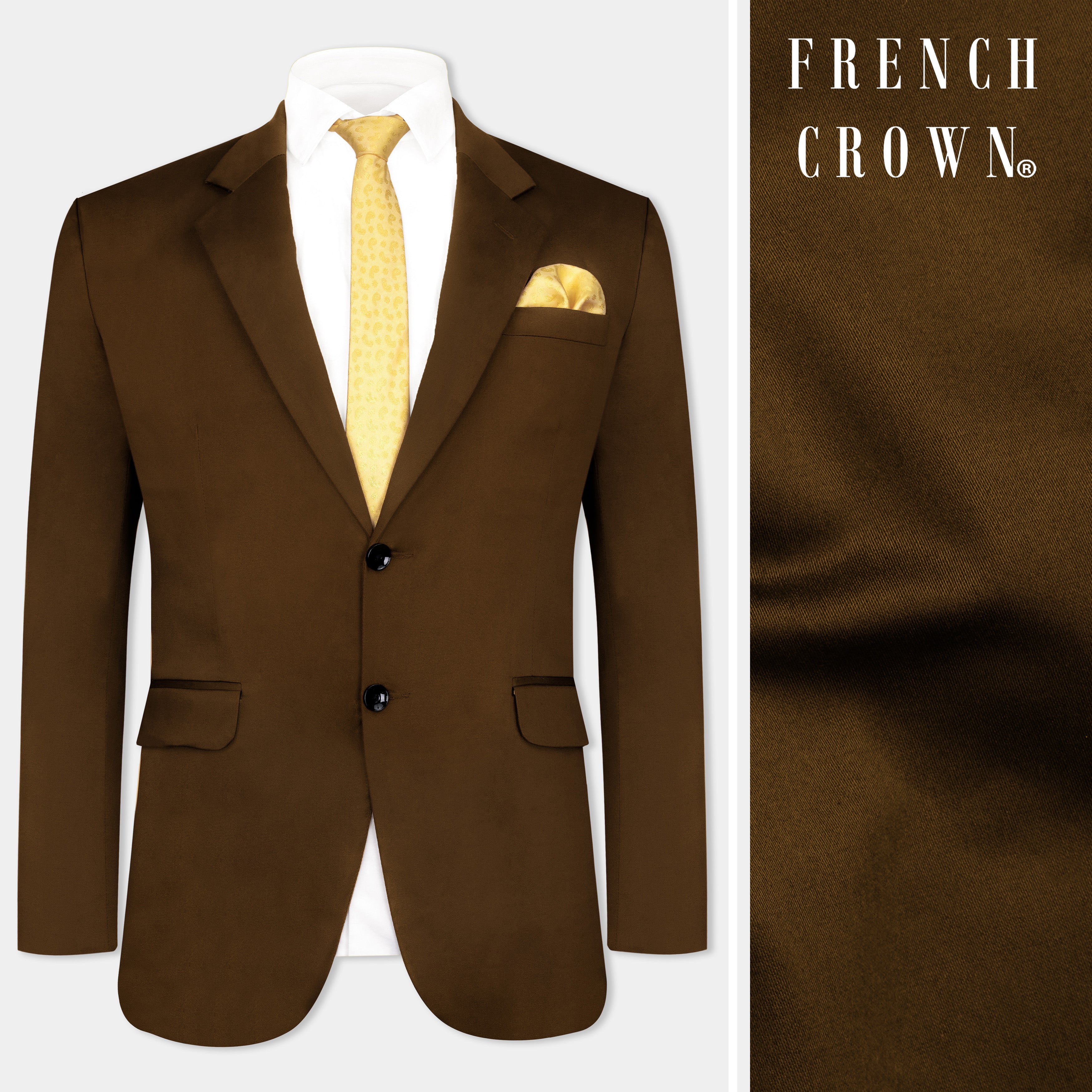 Metallic Bronze Brown Plain-Solid Premium Cotton Single Breasted