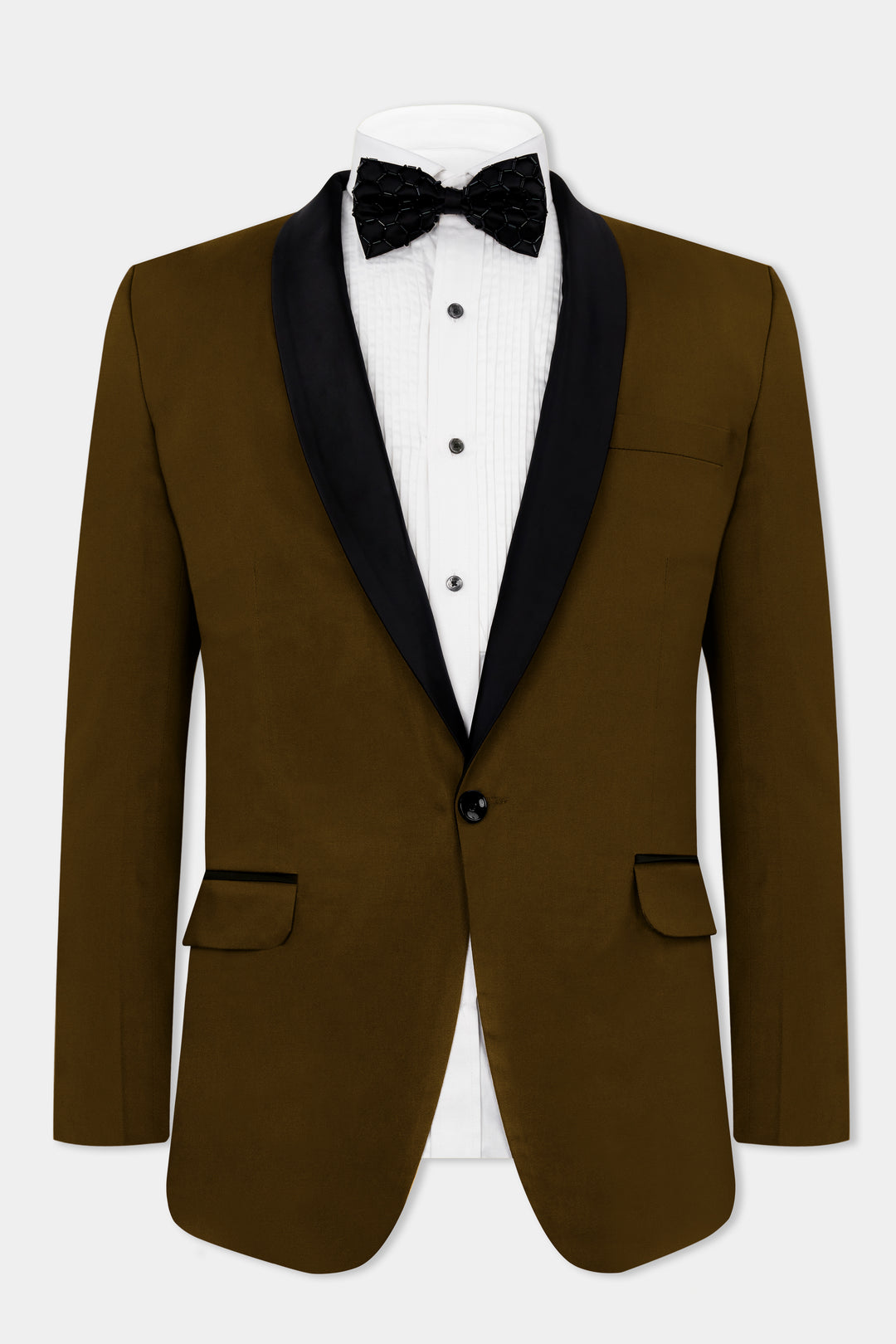 METALLIC BRONZE BROWN PREMIUM COTTON TUXEDO STRETCHABLE TRAVELER BLAZER
