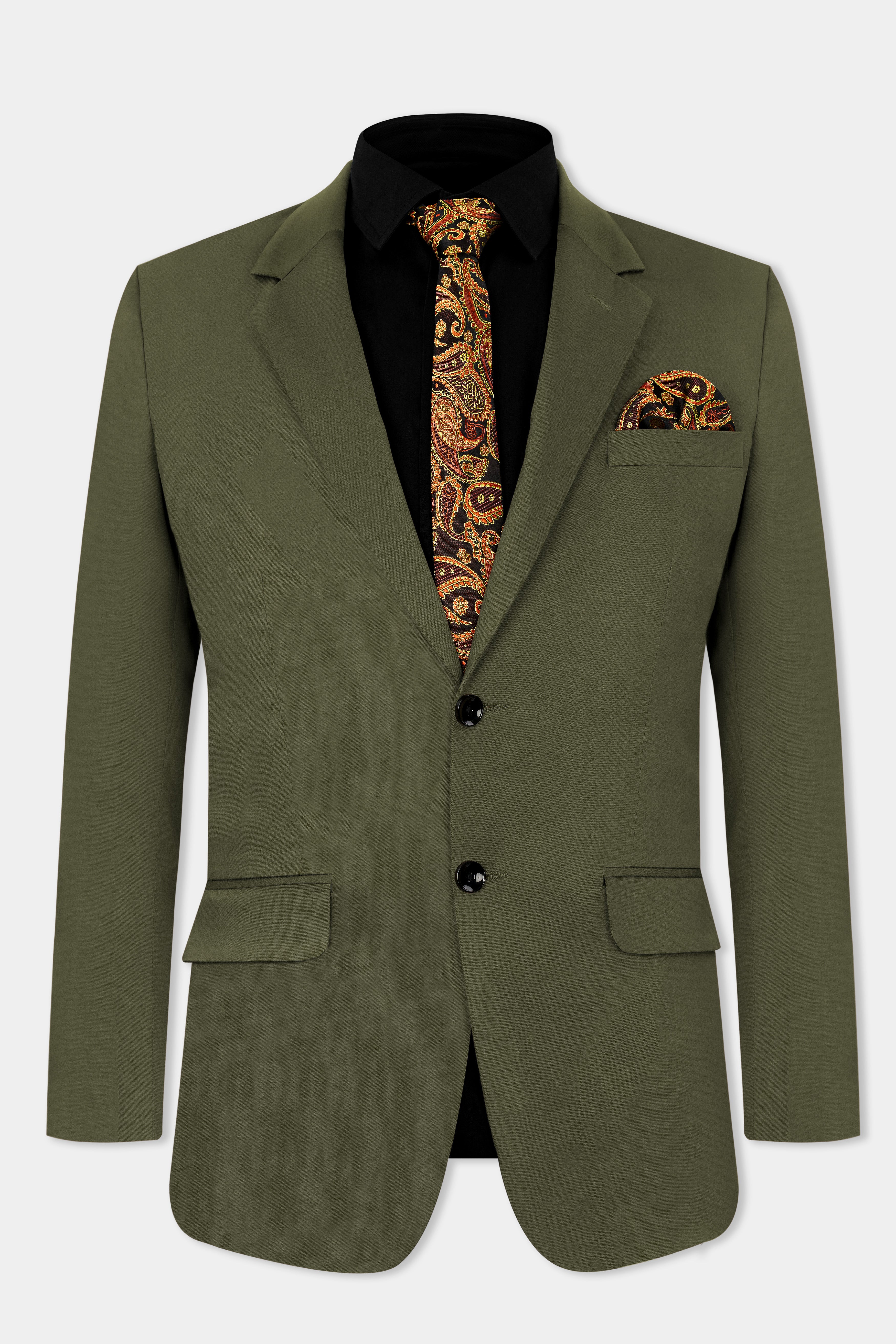 Gable Green Plain-Solid Premium Wool Blend Bandhgala/Jodhpuri Suits for Men.