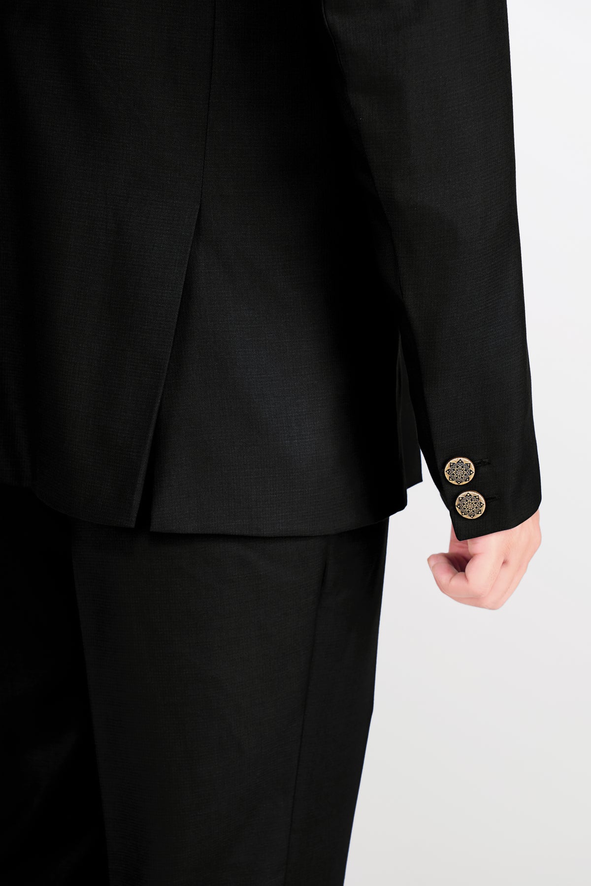 Jade Black Wool Rich Bandhgala Blazer
