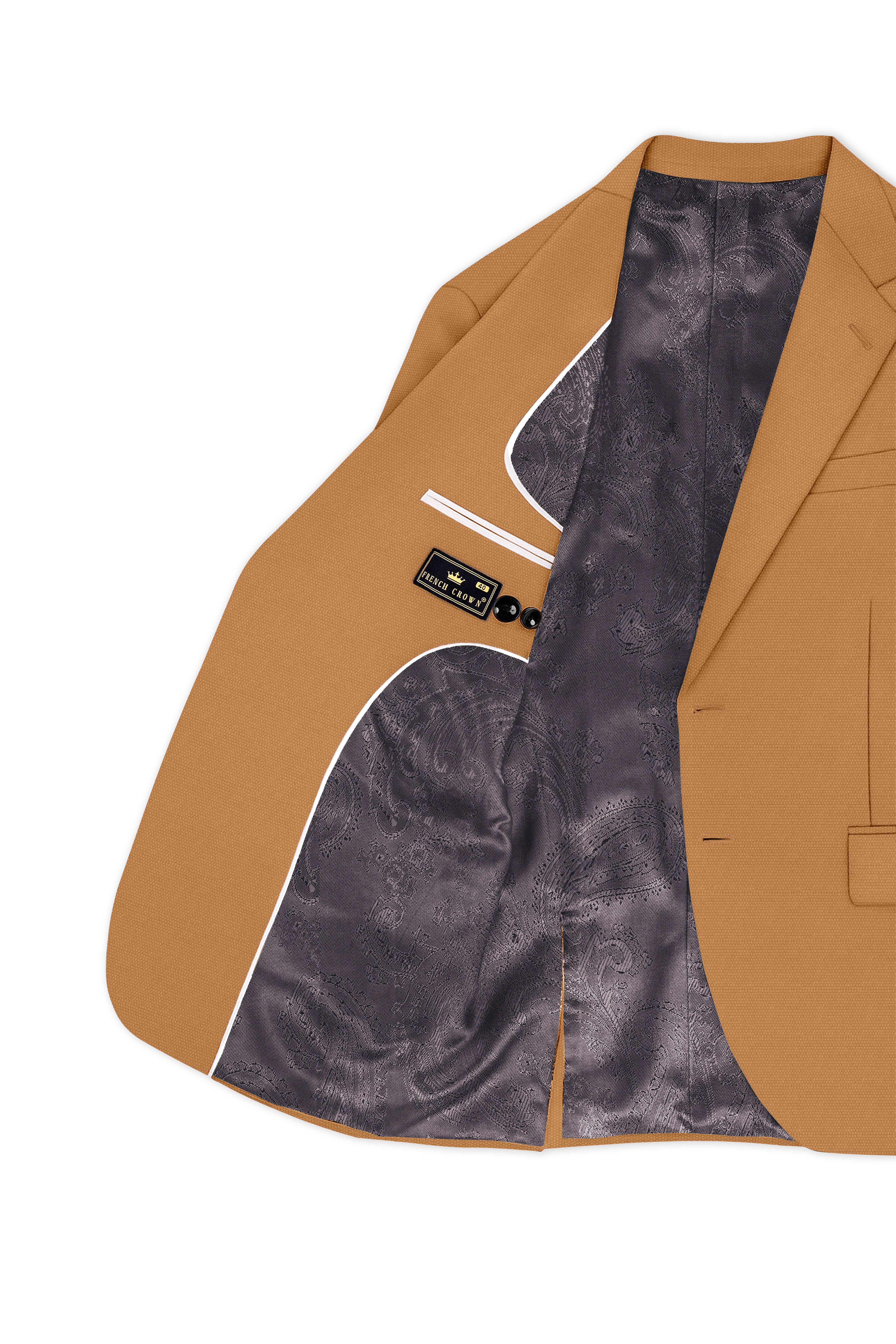 Twine Brown Dobby Textured Single Breasted Blazer