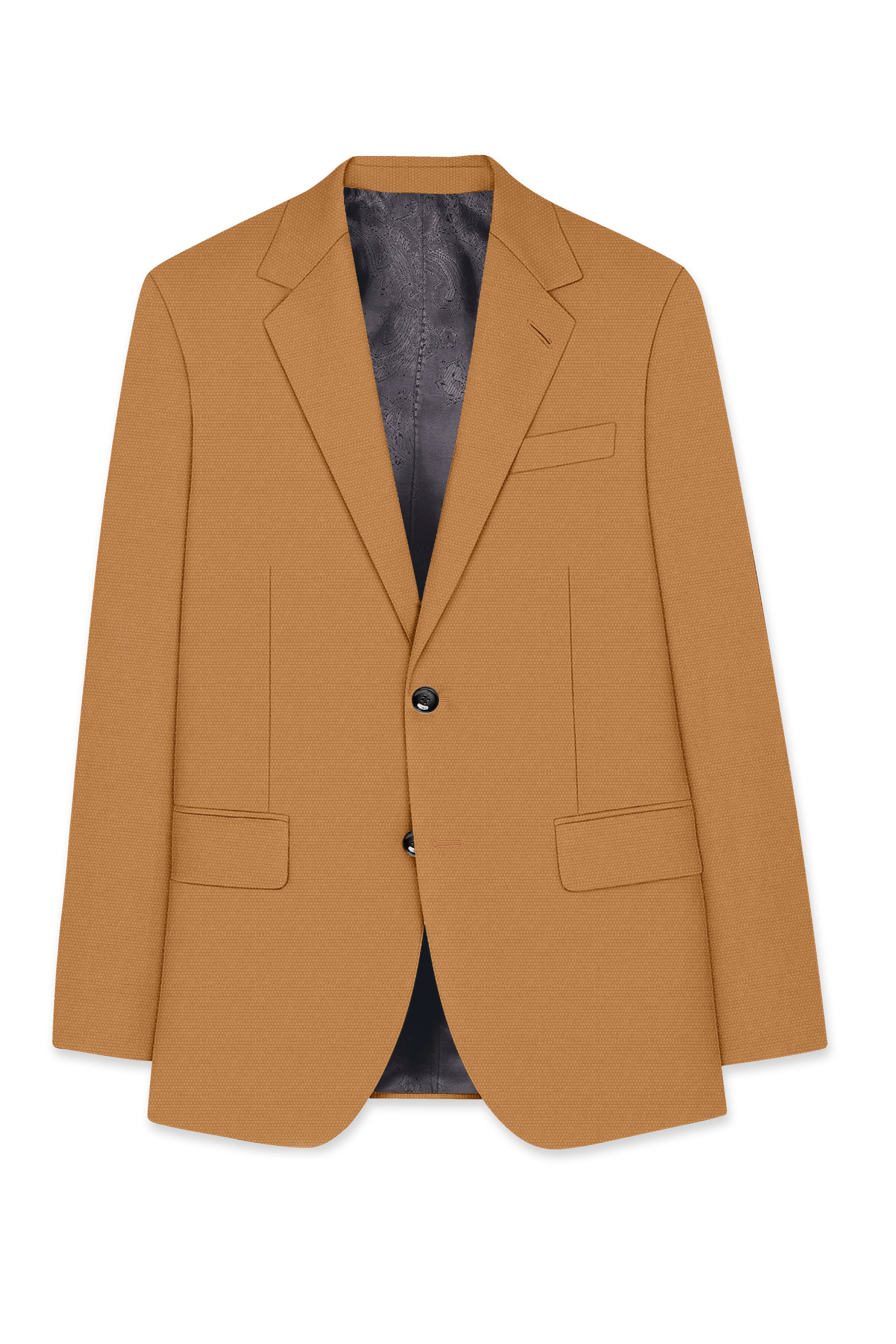 Twine Brown Dobby Textured Single Breasted Blazer
