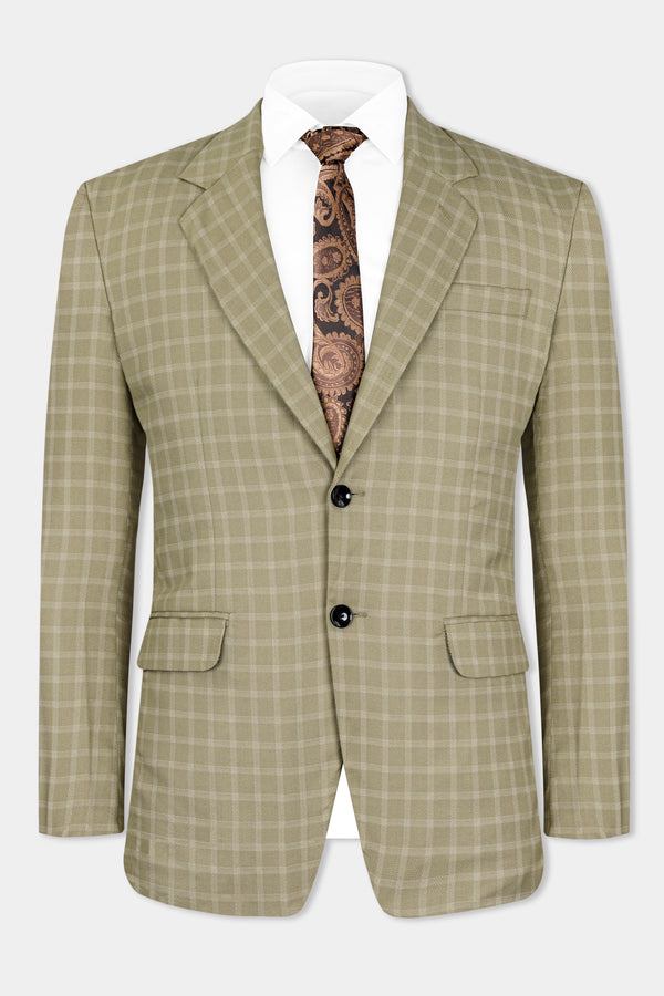 Sandrift Brown Checkered Wool Rich Single Breasted Blazer