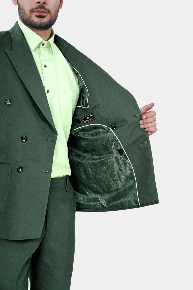 Fern Green Premium Cotton Double Breasted Blazer