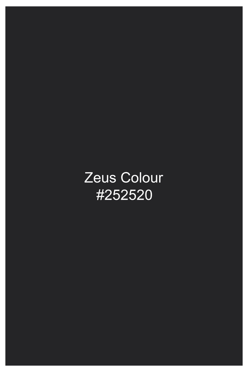 Zeus Black Wool Rich Double Breasted Blazer