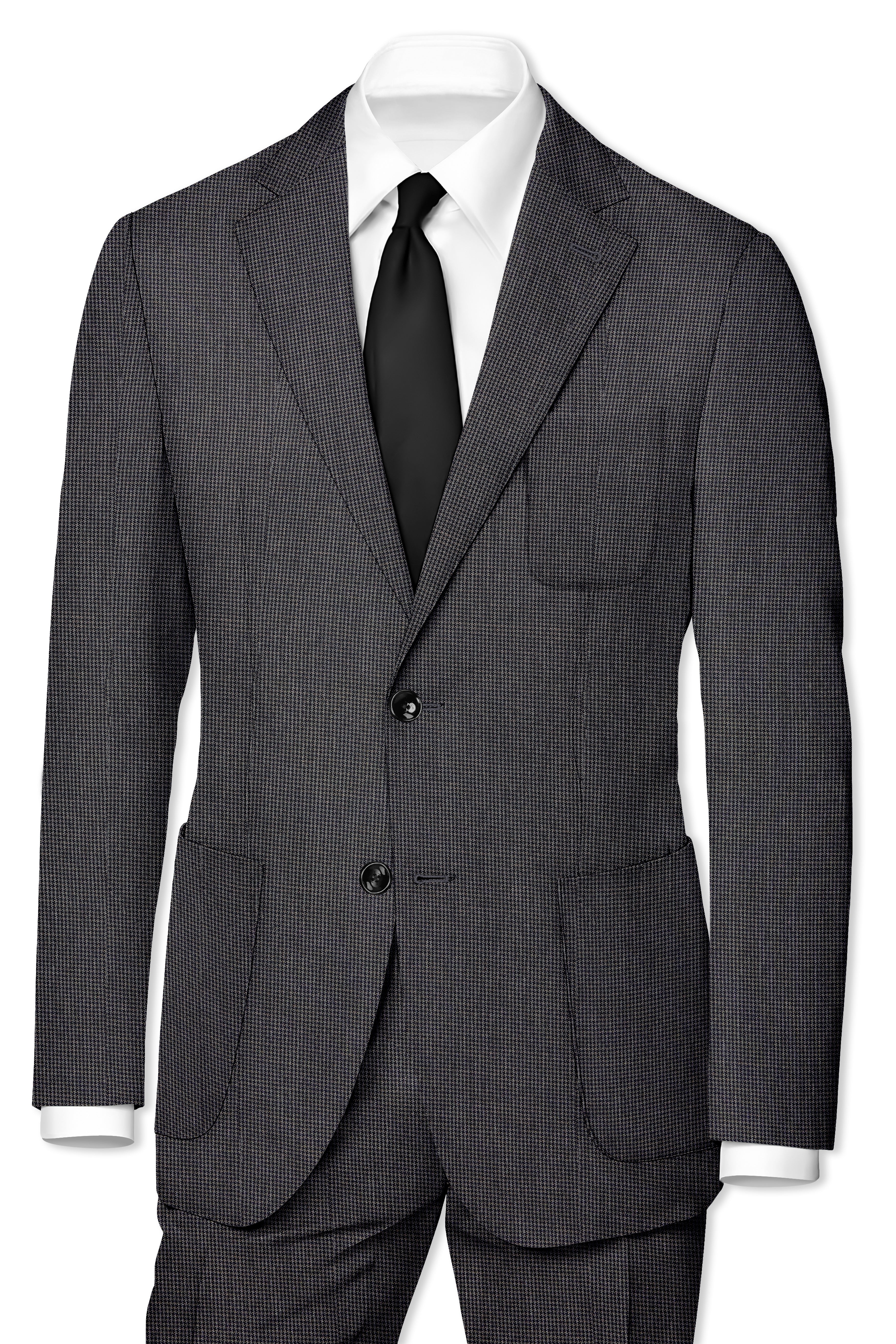 Gunmetal Gray Houndstooth Wool Rich Blazer