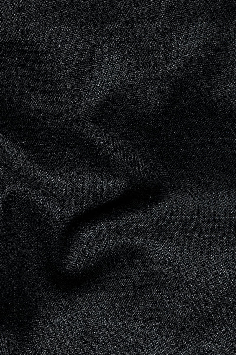Onyx Black Subtle Checkered Wool Rich Double Breasted Blazer