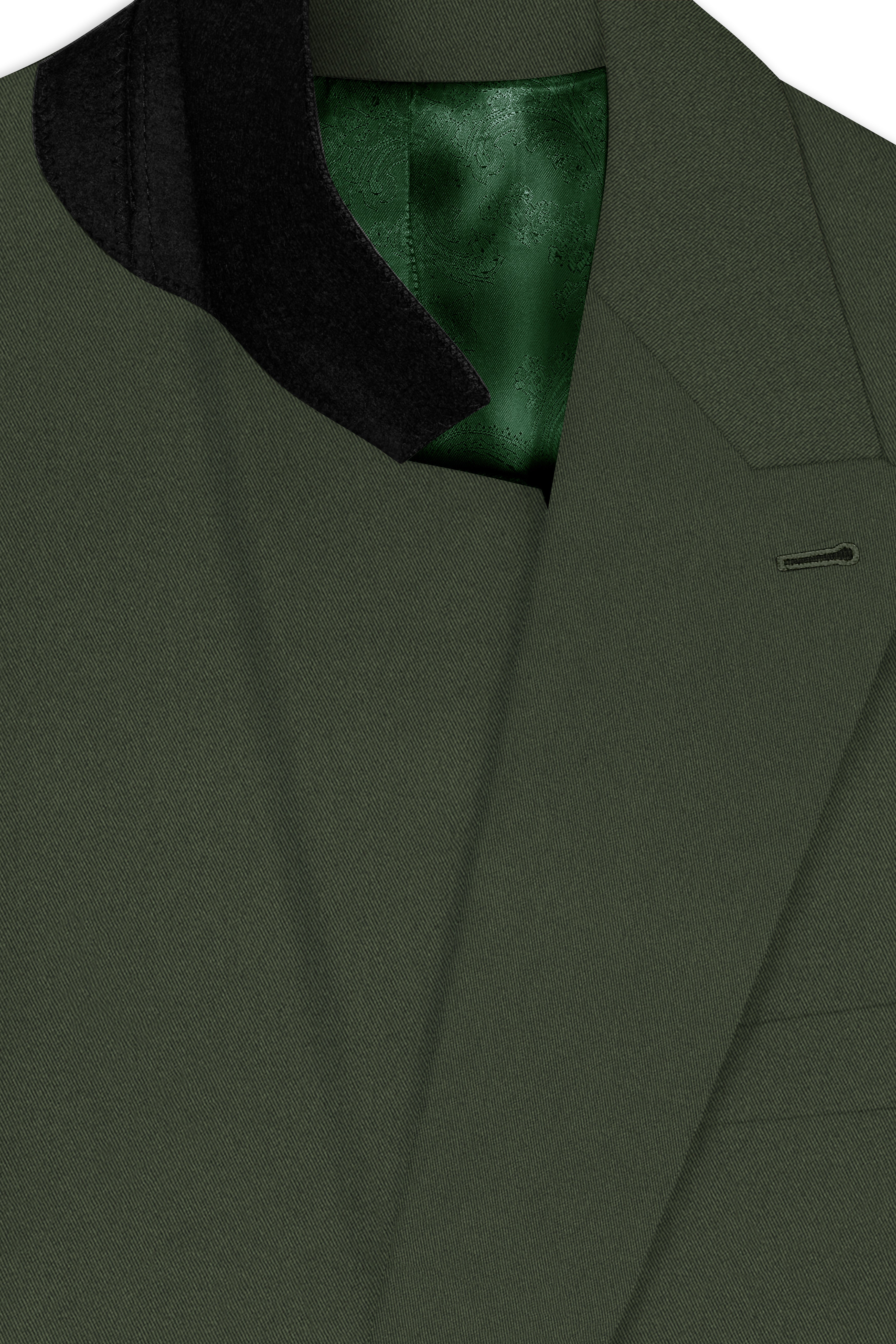 Artichoke Green Wool Rich Double Breasted Blazer
