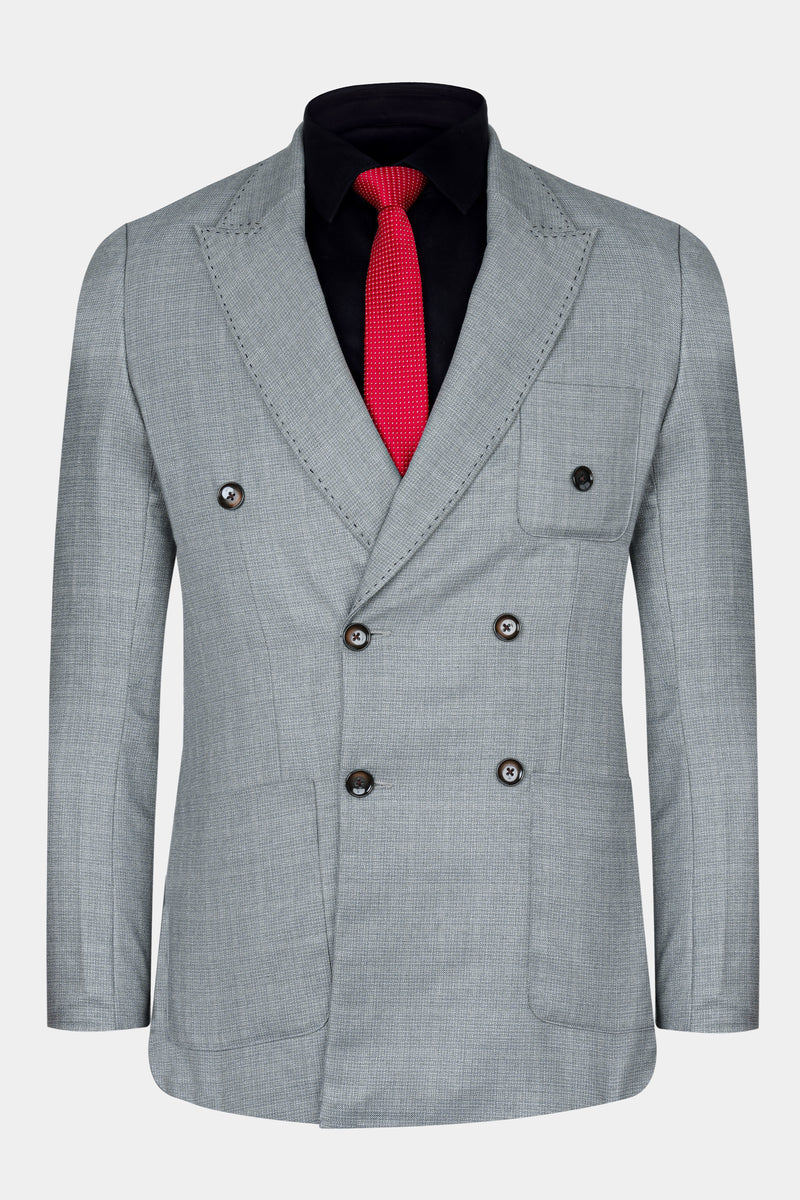 Oslo Gray Double Breasted Wool Rich Sports Blazer