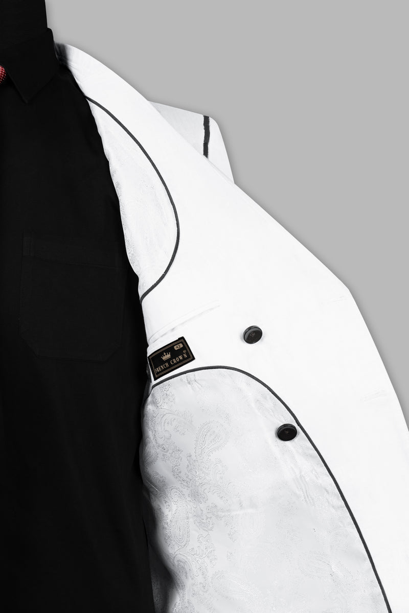 Bright White with Black Hand Painted Wool Rich Designer Blazer