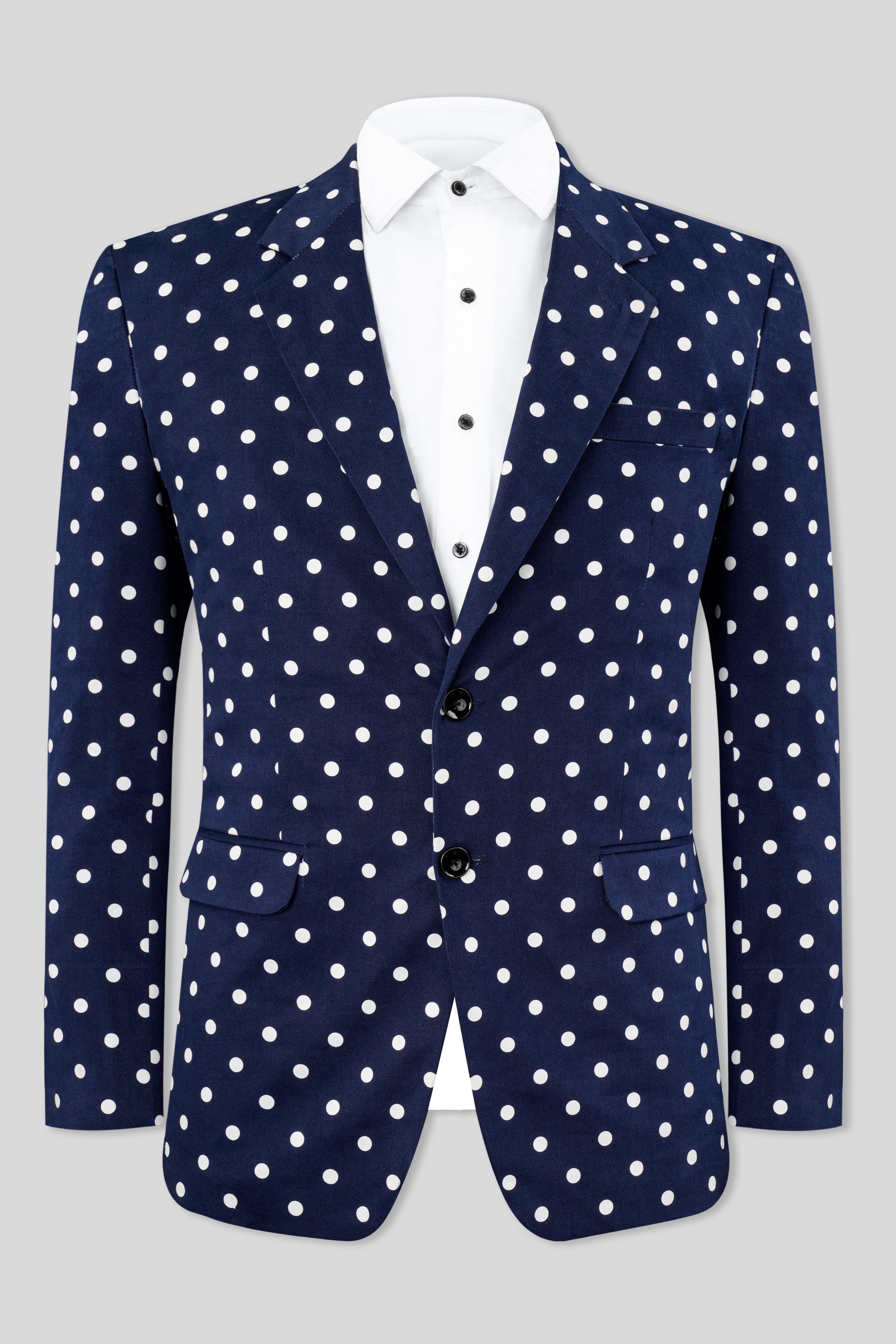 Nile Blue Polka Dotted Premium Cotton Blazer BL3011-SB-36, BL3011-SB-38, BL3011-SB-40, BL3011-SB-42, BL3011-SB-44, BL3011-SB-46, BL3011-SB-48, BL3011-SB-50, BL3011-SB-52, BL3011-SB-54, BL3011-SB-56, BL3011-SB-58, BL3011-SB-60